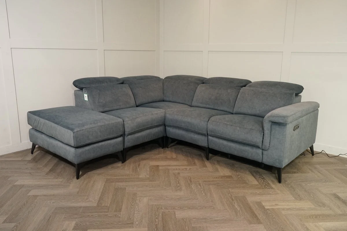 Amalfi Fabric LHF Power Reclining Corner Chaise Sofa, Atlantic Grey - Image 11