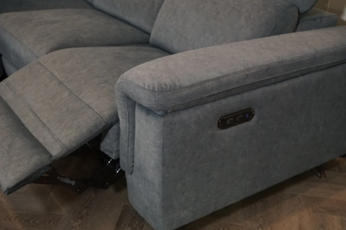 Amalfi Fabric LHF Power Reclining Corner Chaise Sofa, Atlantic Grey - Image 5