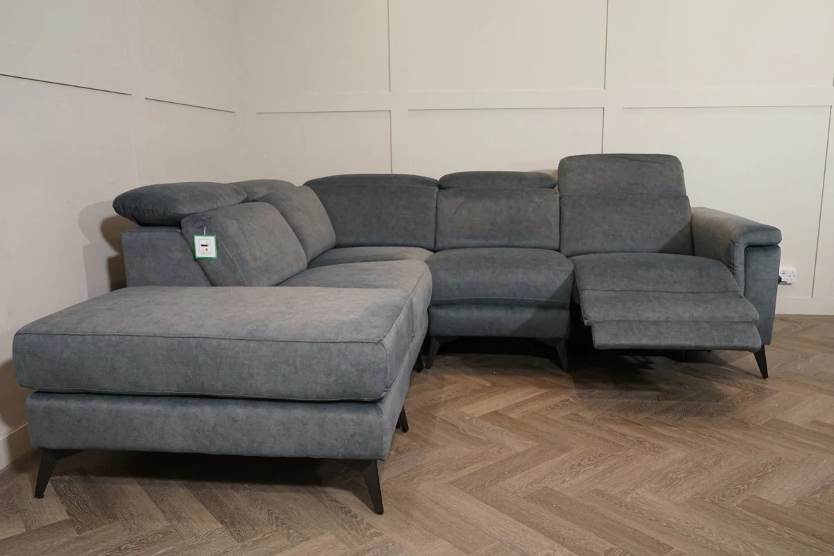 Amalfi Fabric LHF Power Reclining Corner Chaise Sofa, Atlantic Grey - Image 6