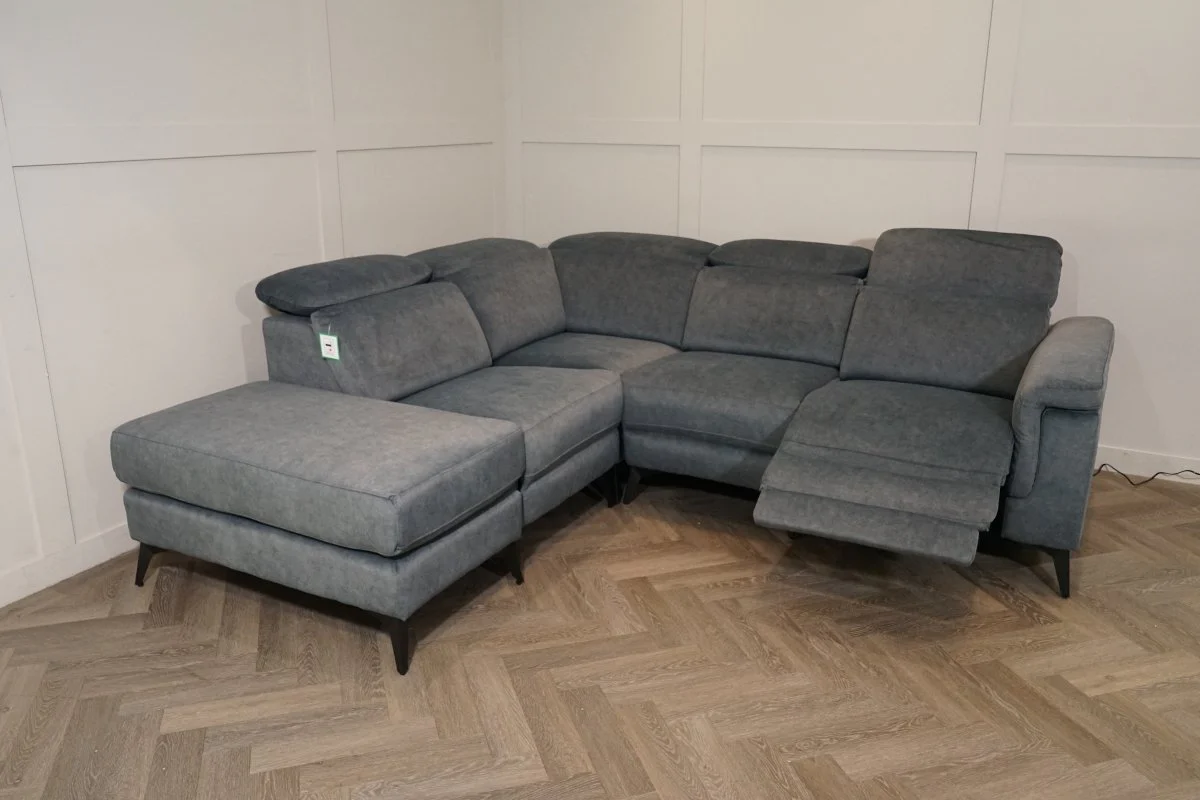 Amalfi Fabric LHF Power Reclining Corner Chaise Sofa, Atlantic Grey - Image 8