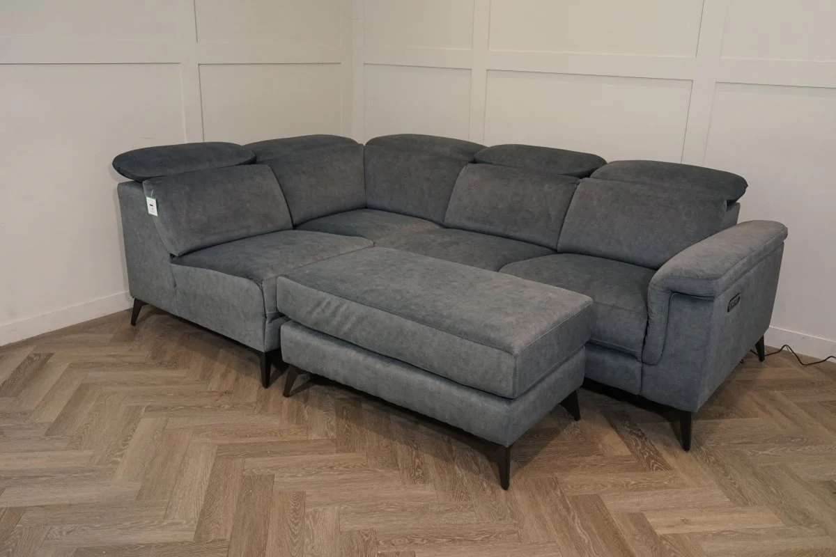 Amalfi Fabric LHF Power Reclining Corner Chaise Sofa, Atlantic Grey - Image 9