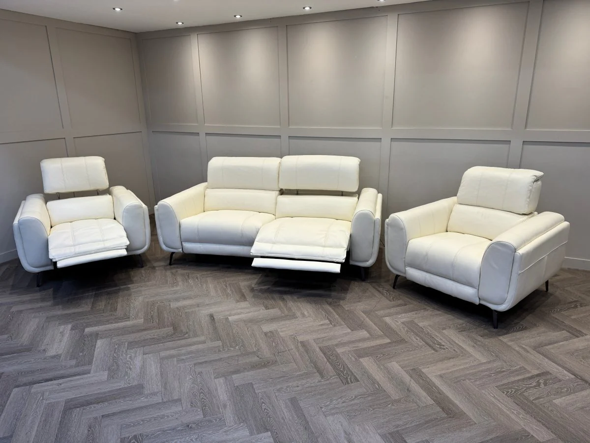 Amber 3+1+1 Seater Sofa Set, Power Recliner & Headrests, Frost Leather - Image 14