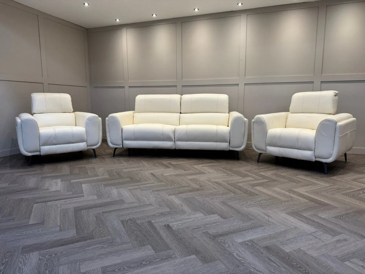 Amber 3+1+1 Seater Sofa Set, Power Recliner & Headrests, Frost Leather - Image 15