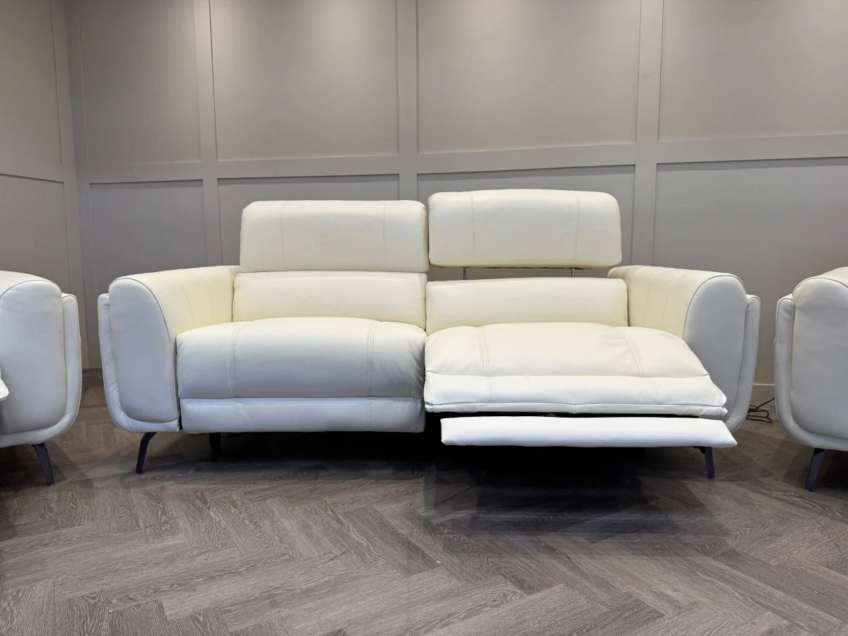 Amber 3+1+1 Seater Sofa Set, Power Recliner & Headrests, Frost Leather - Image 7