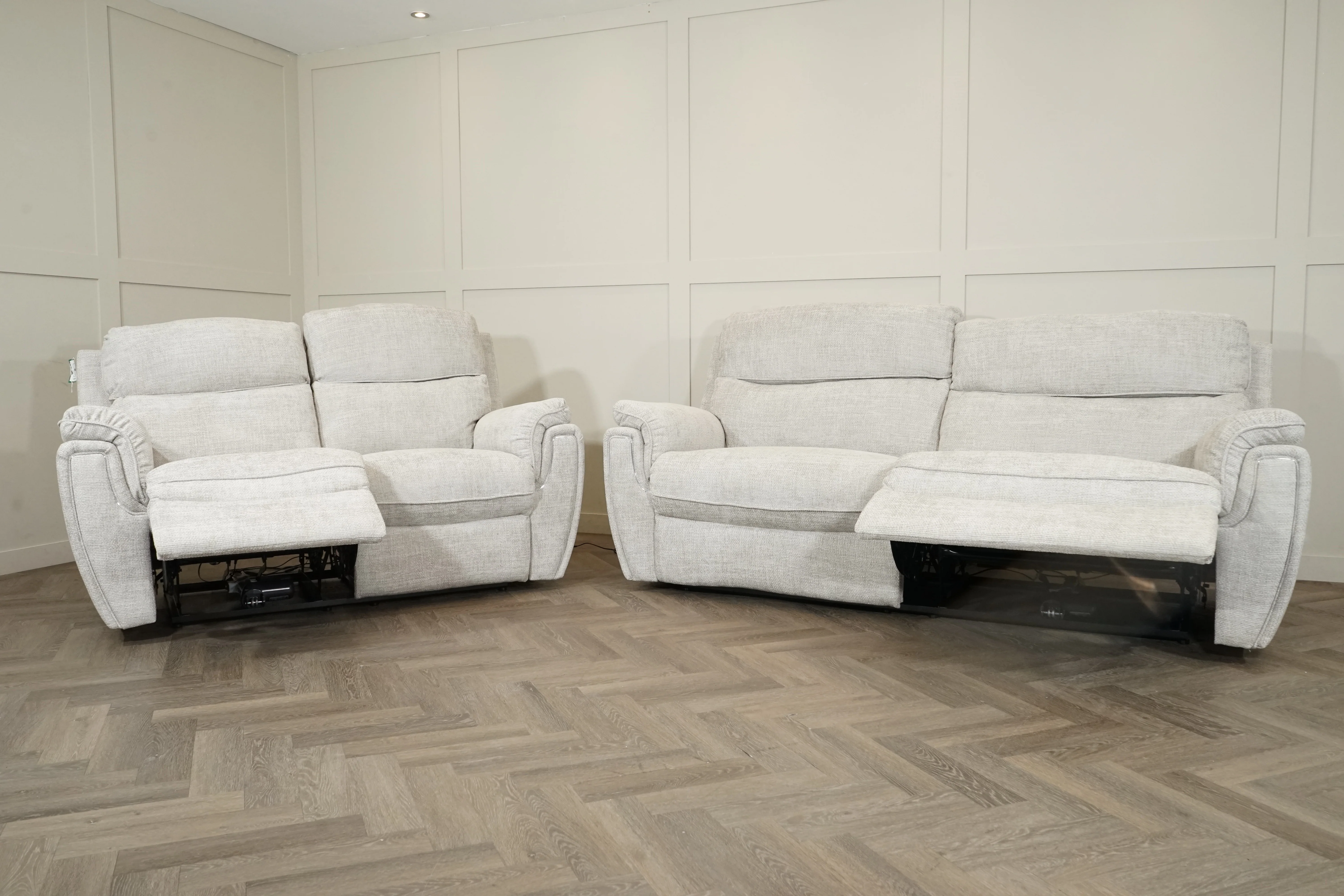 Ashbury 3+2 Seater Power Reclining Sofa Set, Hopsack Silver - Image 10