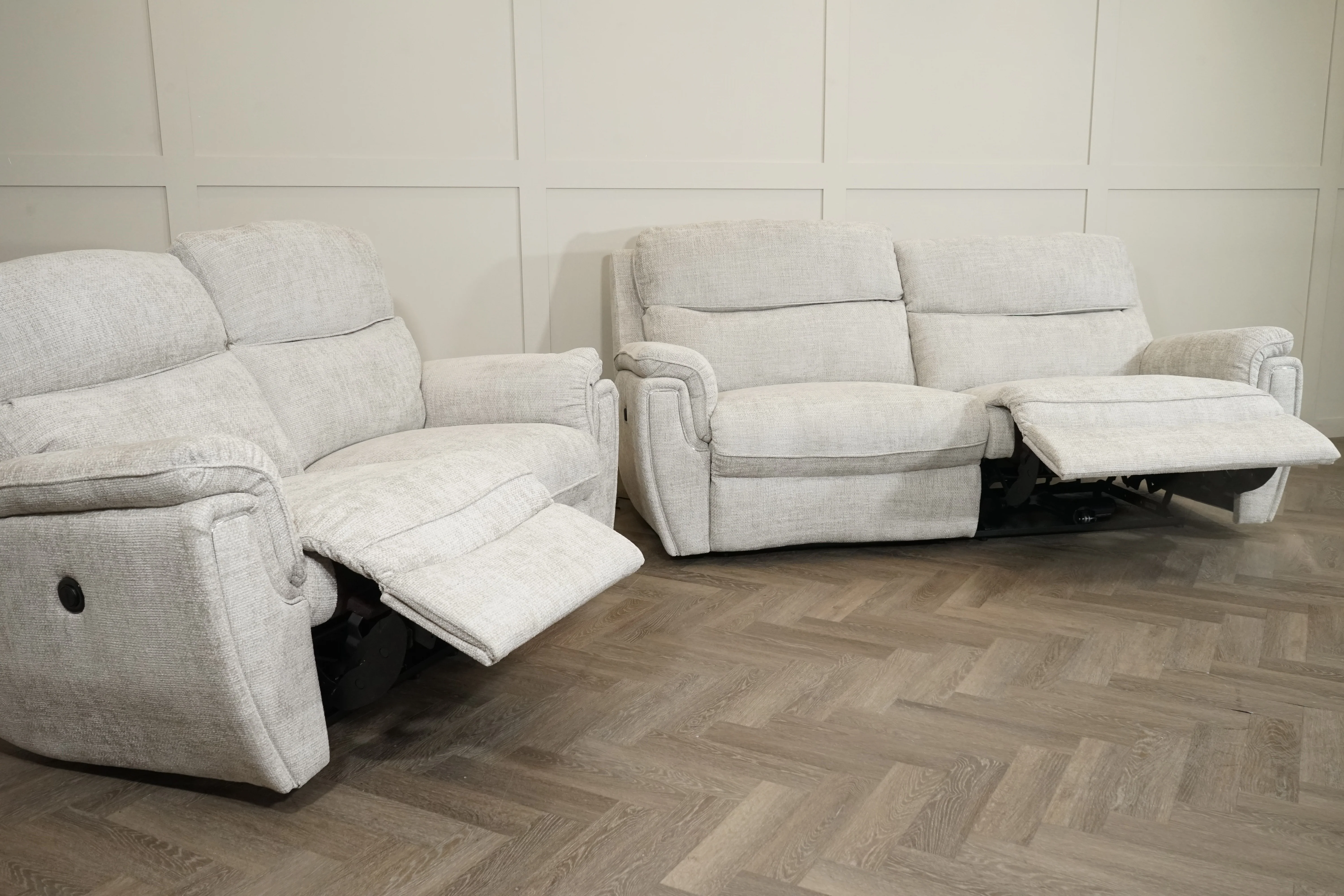 Ashbury 3+2 Seater Power Reclining Sofa Set, Hopsack Silver - Image 12