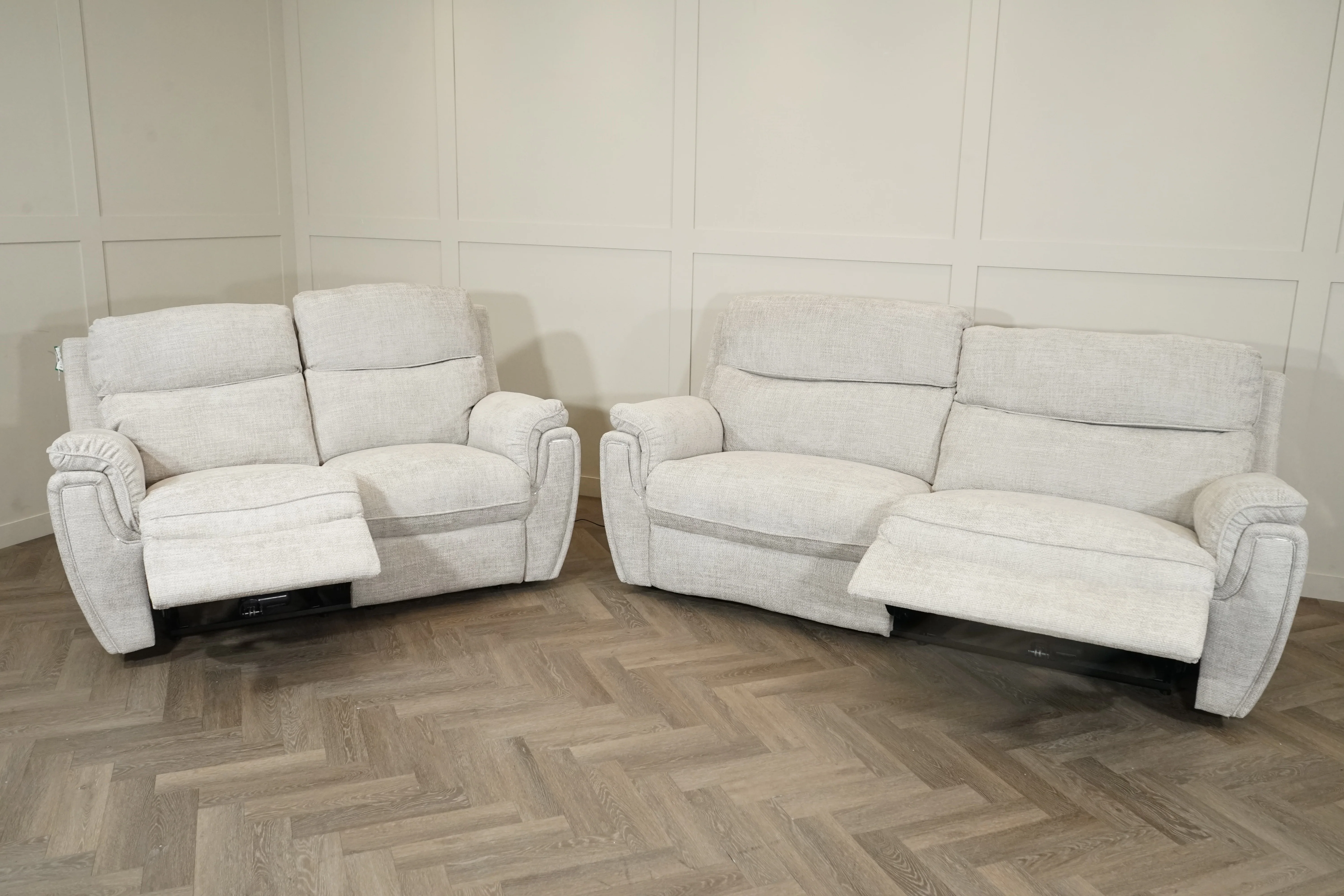 Ashbury 3+2 Seater Power Reclining Sofa Set, Hopsack Silver - Image 13