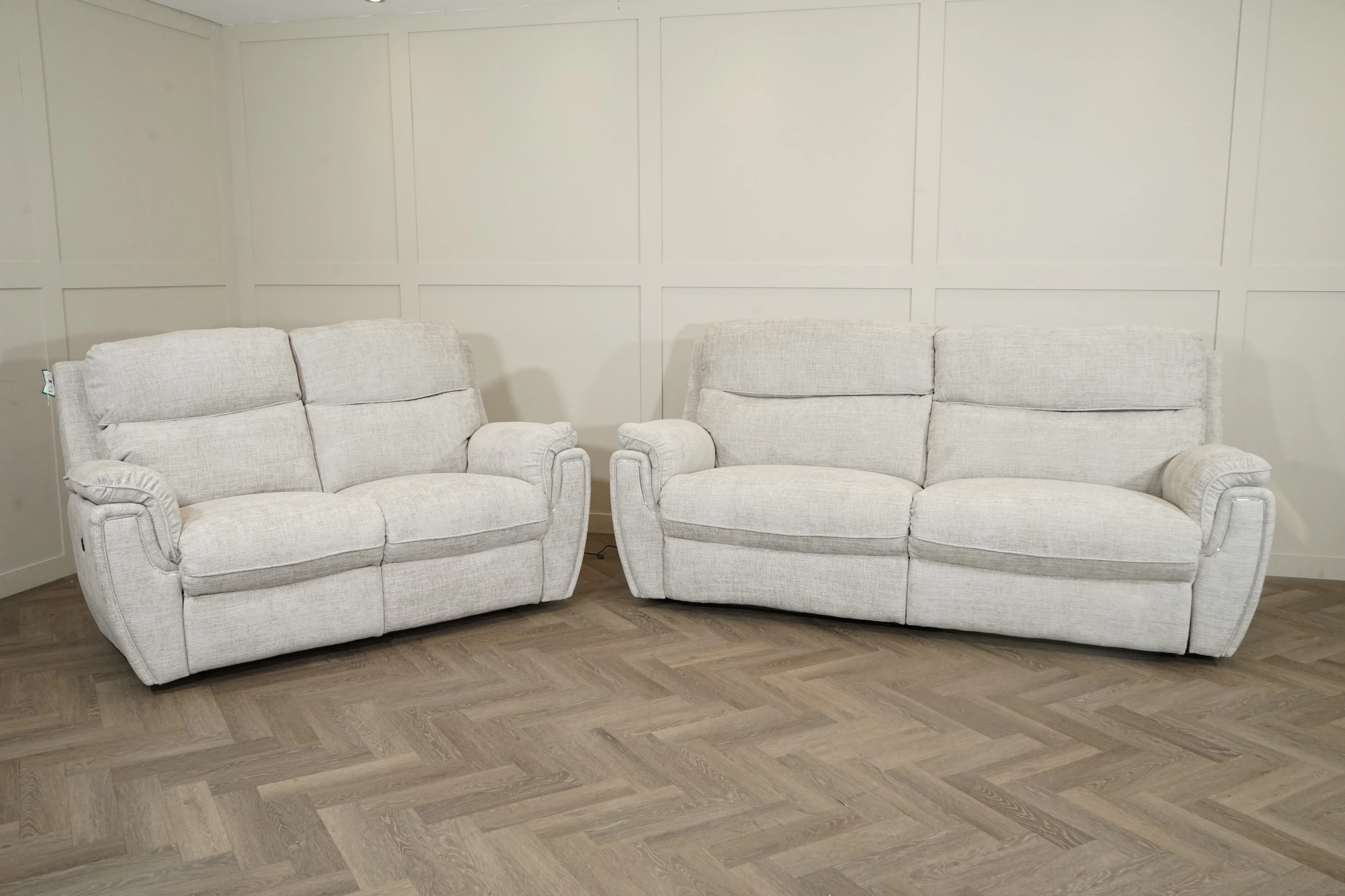 Ashbury 3+2 Seater Power Reclining Sofa Set, Hopsack Silver - Image 14