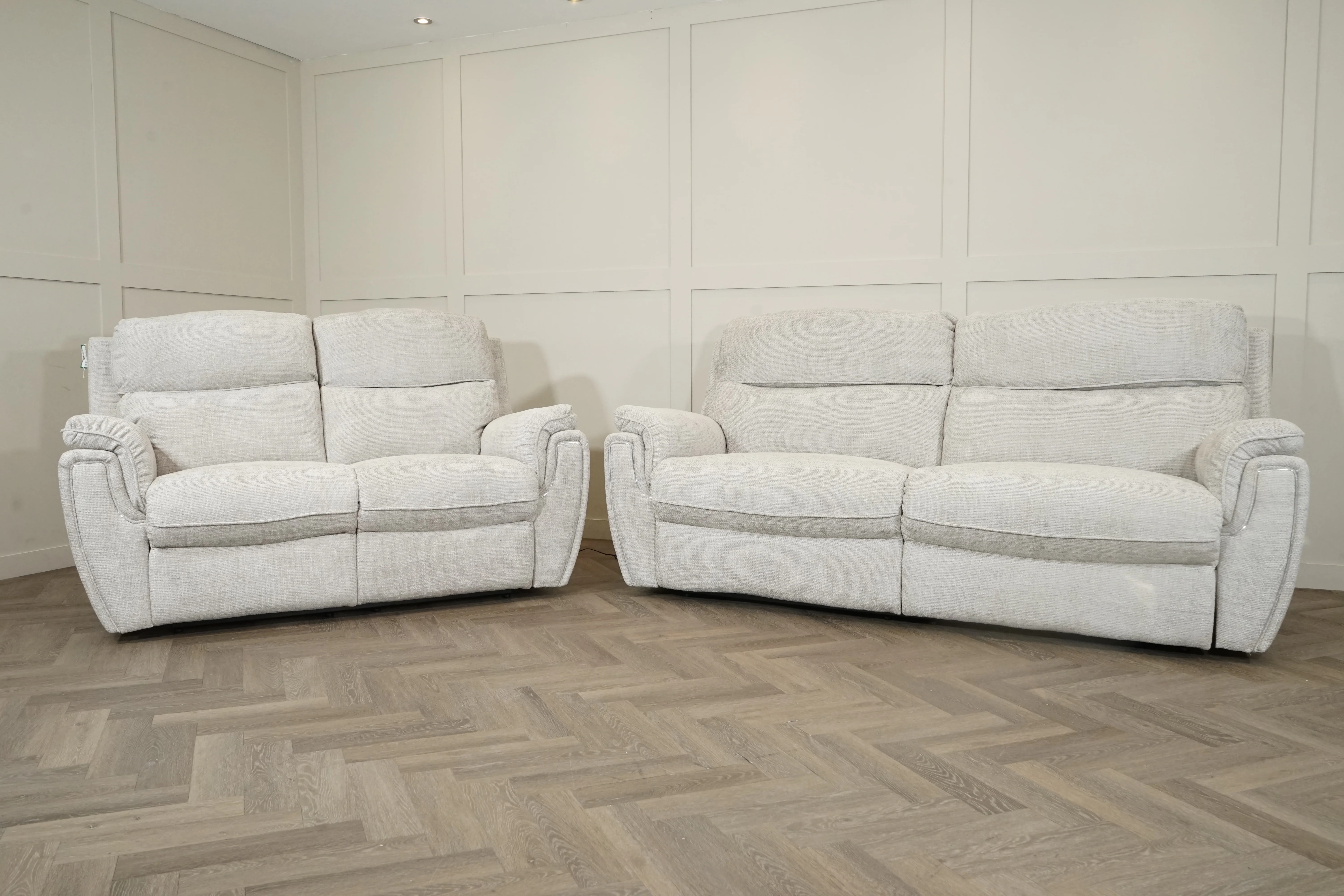 Ashbury 3+2 Seater Power Reclining Sofa Set, Hopsack Silver - Image 5