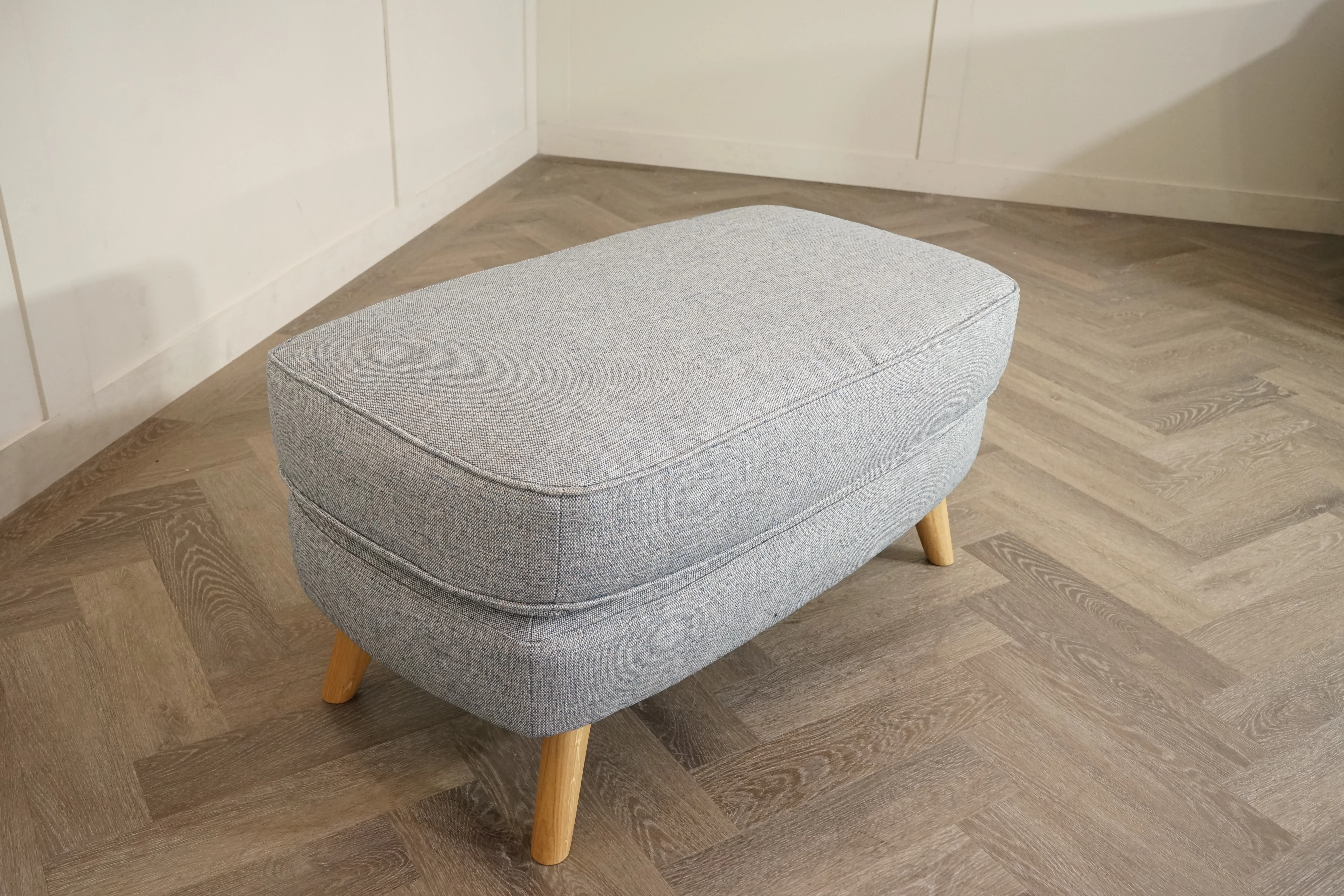 Barbican Rectangular Footstool, Aquaclean Aston Blue - Image 3