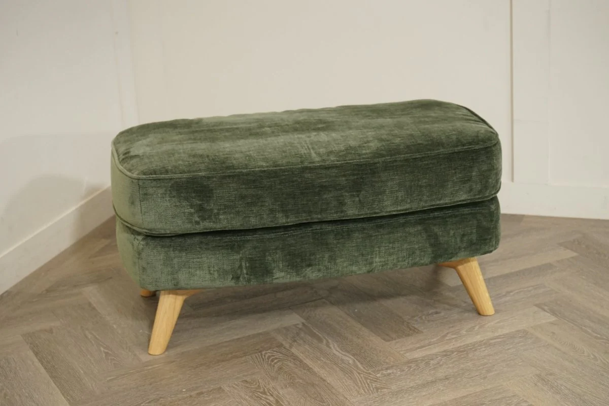 Barbican Rectangular Footstool, Plush Chenille Moss Green - Image 3