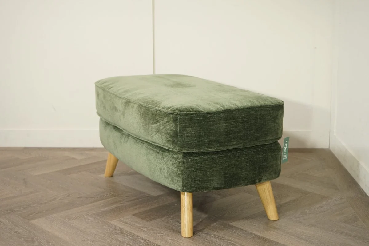 Barbican Rectangular Footstool, Plush Chenille Moss Green - Image 5