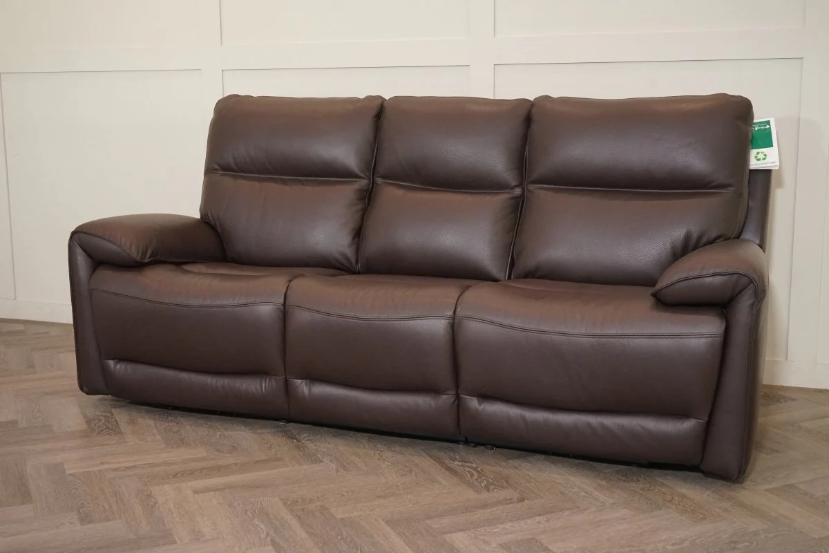 Caldbeck 3 Seater Power Recliner Sofa, Head Tilt, Lumbar & Heat, Coffee Brown - Image 11