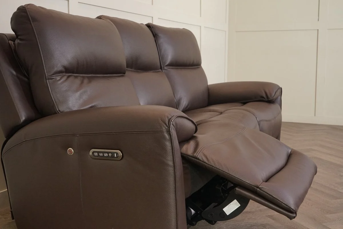 Caldbeck 3 Seater Power Recliner Sofa, Head Tilt, Lumbar & Heat, Coffee Brown - Image 7