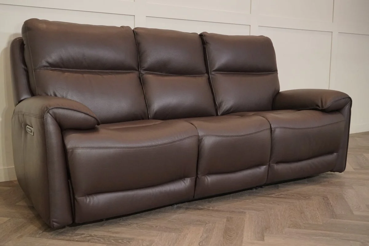 Caldbeck 3 Seater Power Recliner Sofa, Head Tilt, Lumbar & Heat, Coffee Brown - Image 9