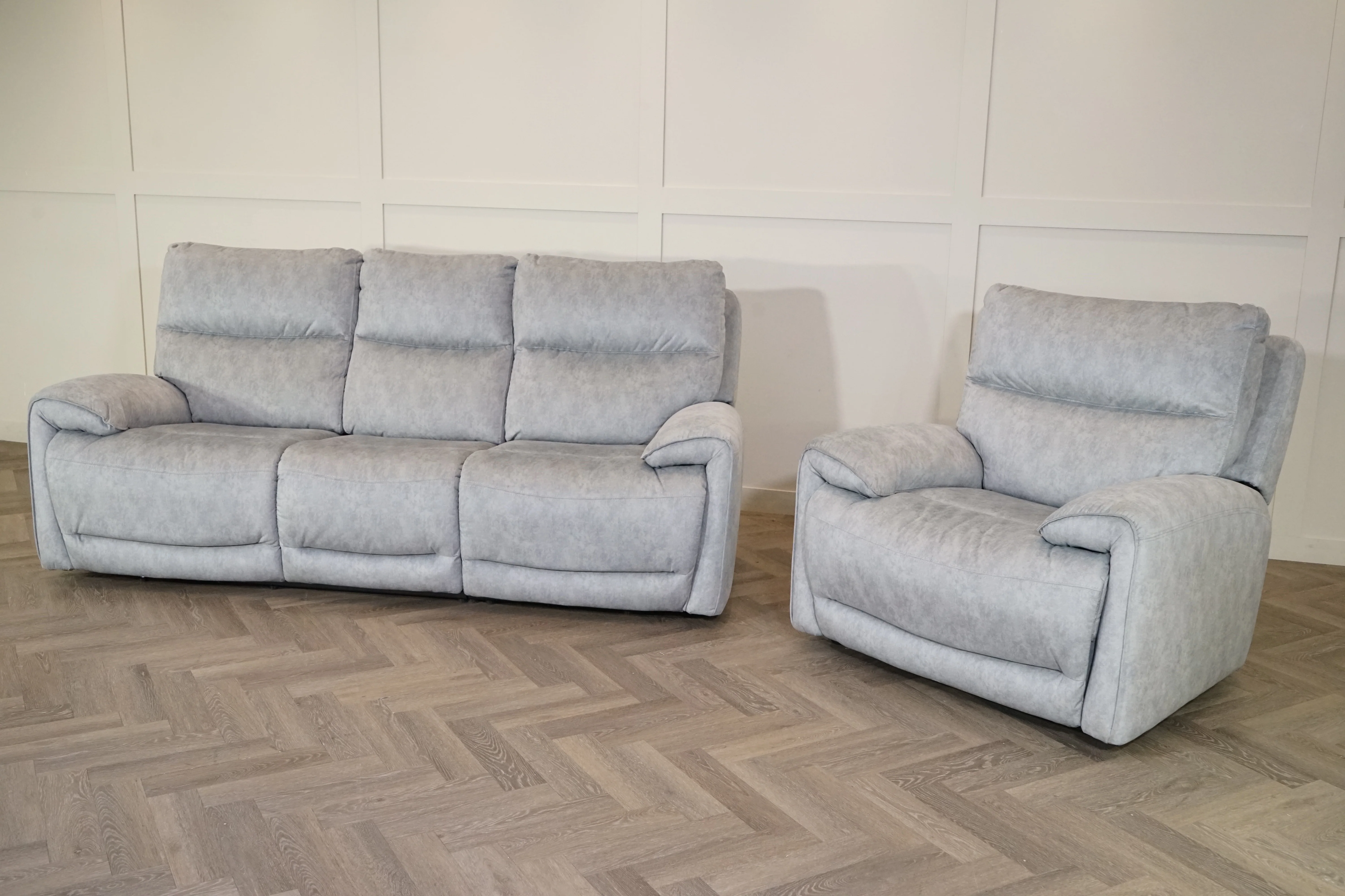Caldbeck Fabric 3 Seater Power Recliner Sofa & Static Armchair, Artemisia Grey - Image 16