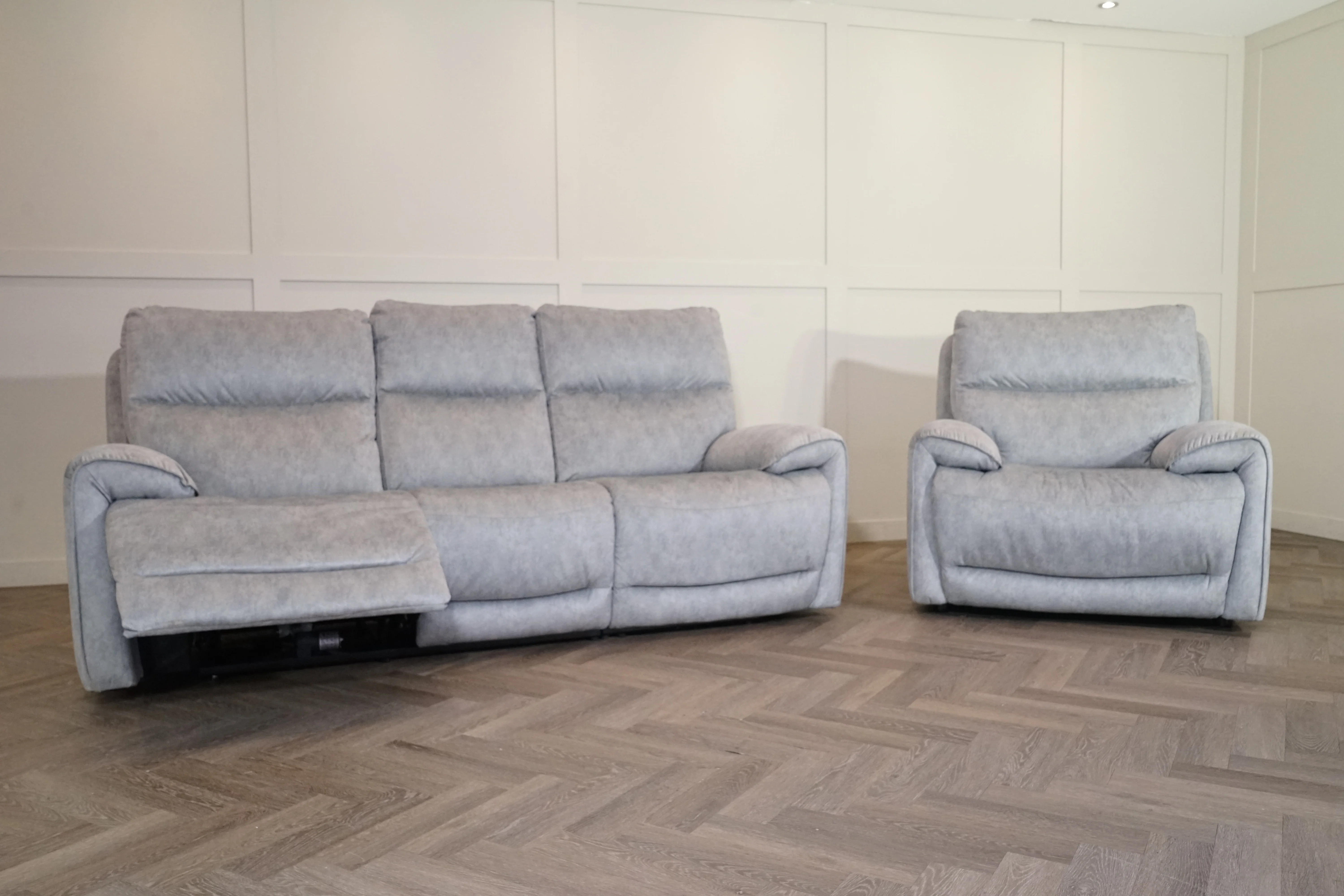Caldbeck Fabric 3 Seater Power Recliner Sofa & Static Armchair, Artemisia Grey - Image 5