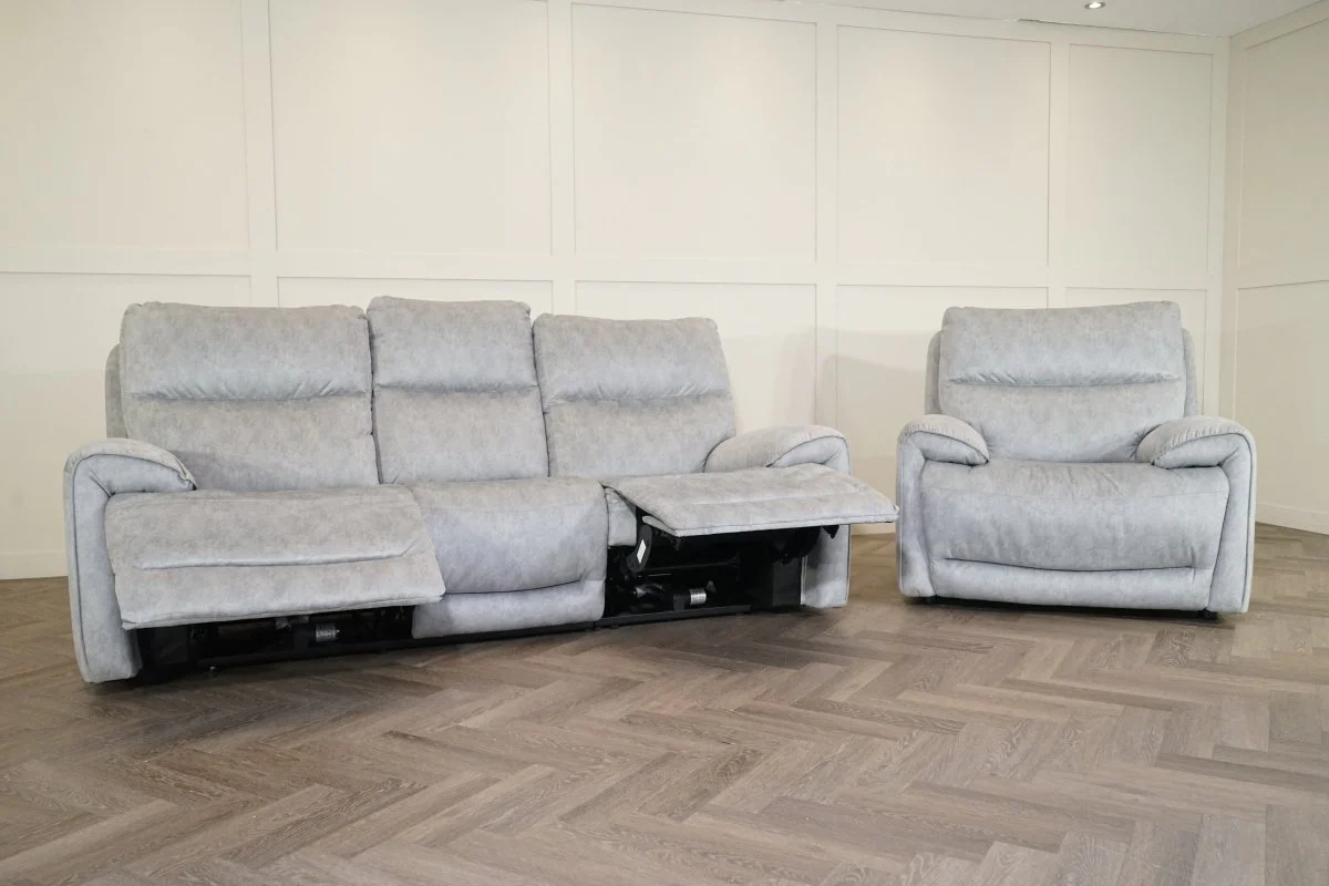 Caldbeck Fabric 3 Seater Power Recliner Sofa & Static Armchair, Artemisia Grey - Image 7