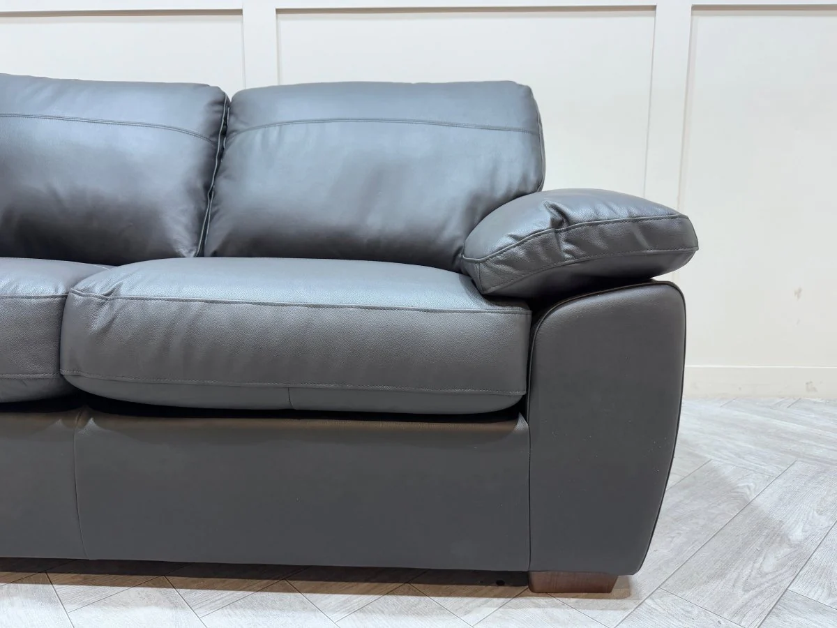 Camden Medium 2 Seater Leather Sofa, Matt Black - Image 5