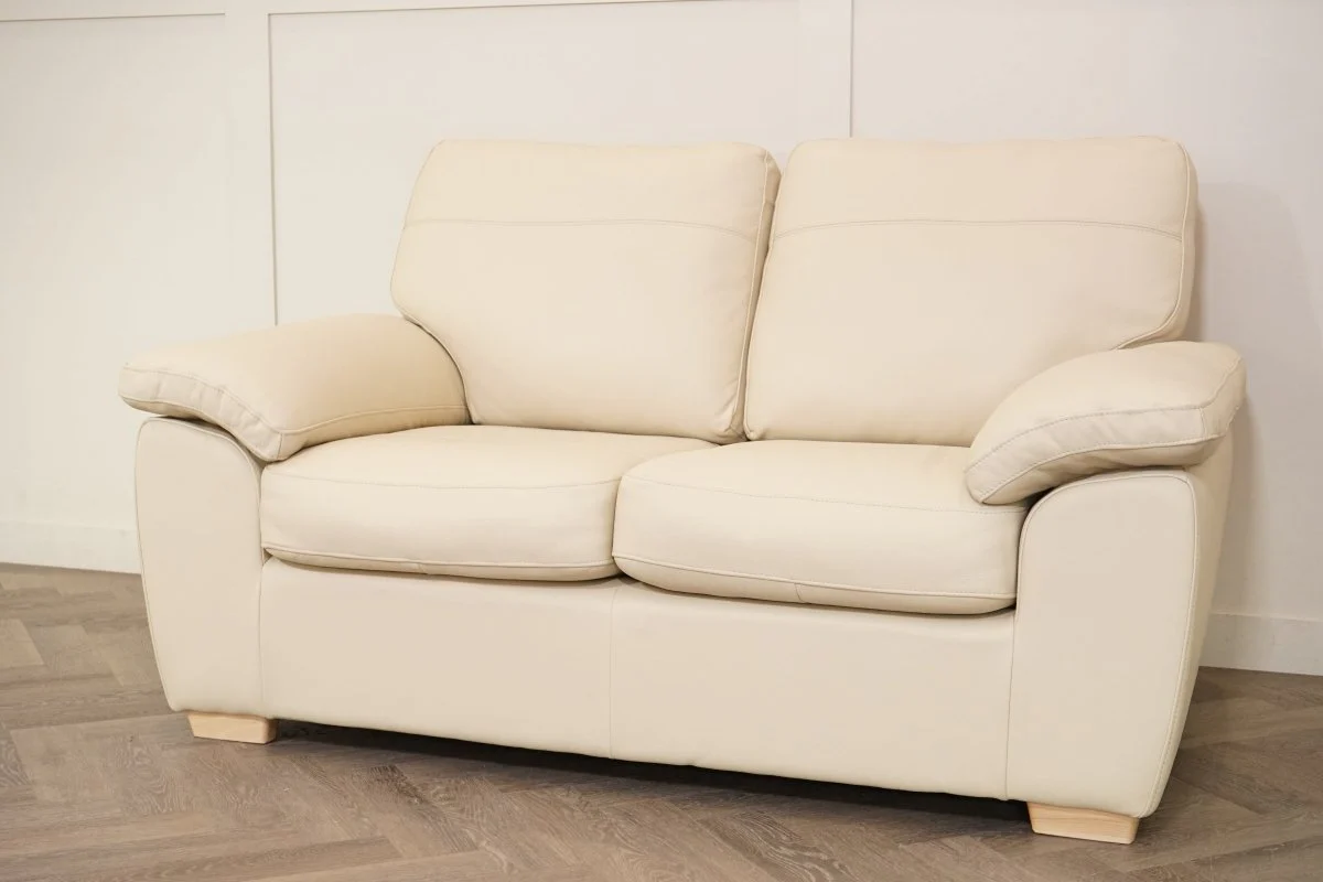 Camden Small 2 Seater Leather Sofa, Matt Pearl - Image 5