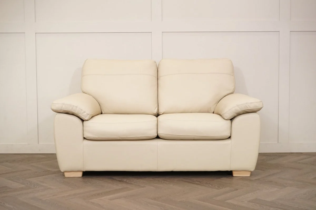 Camden Small 2 Seater Leather Sofa, Matt Pearl - Image 8