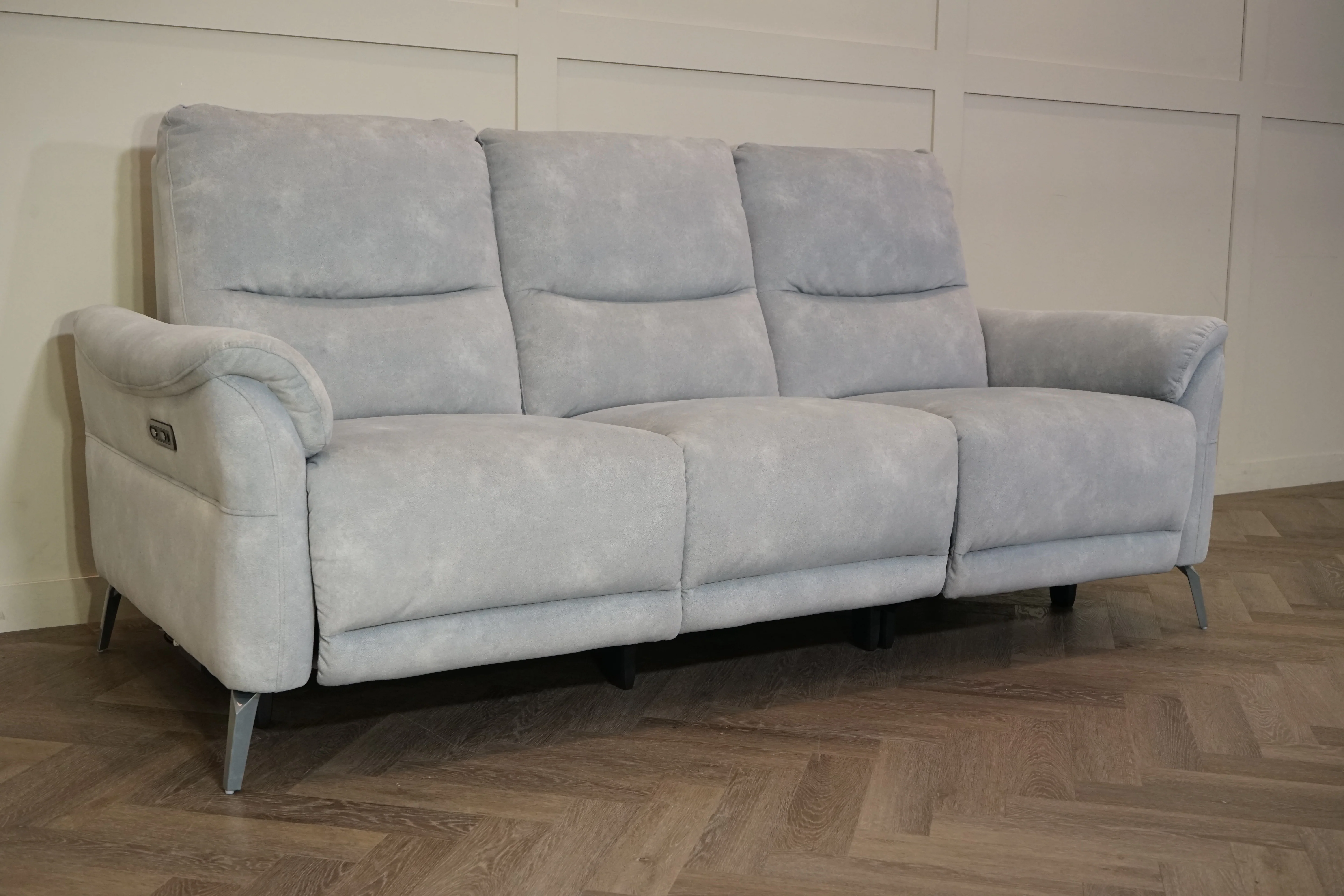 Daytona 3 Seater Fabric Power Recliner Sofa with Drop Down, Dexter Smoke - Image 4