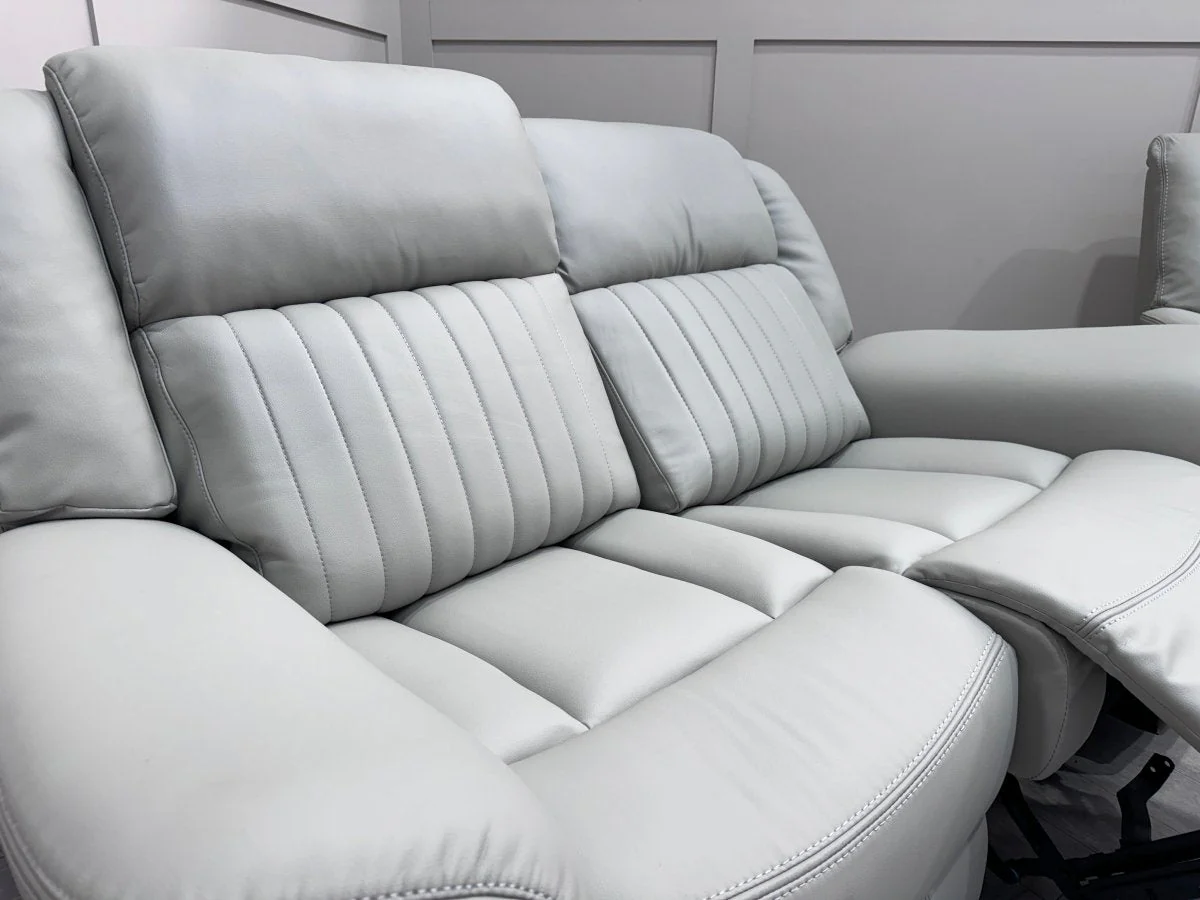 Domino Power Reclining 3 + 2 Seater Sofa, Dark Grey Leather - Image 10