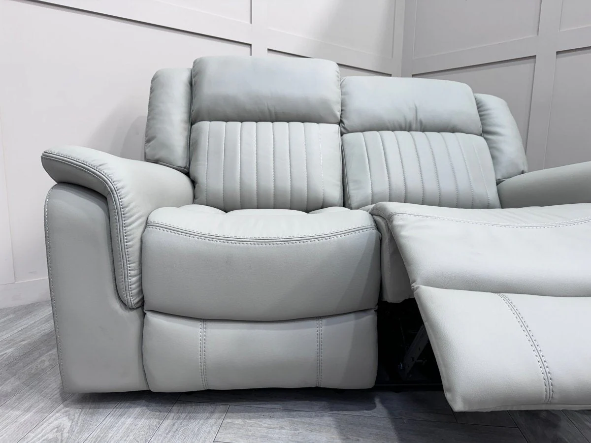 Domino Power Reclining 3 + 2 Seater Sofa, Dark Grey Leather - Image 11