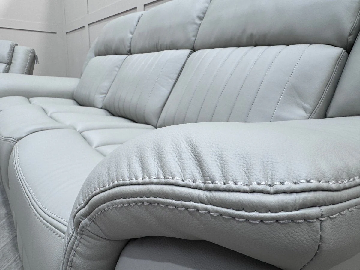 Domino Power Reclining 3 + 2 Seater Sofa, Dark Grey Leather - Image 4