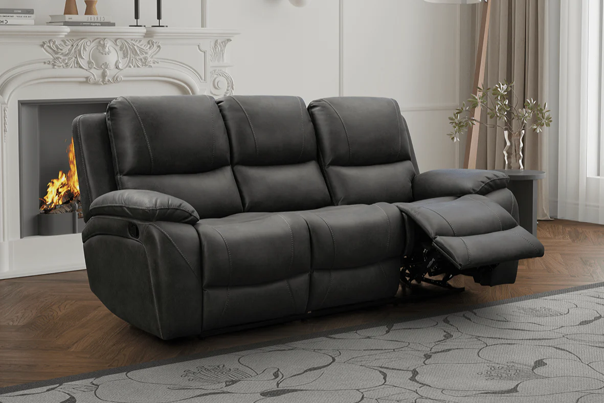 Isobel 3 Seater Manual Recliner Sofa, Endurance Charcoal - Image 4