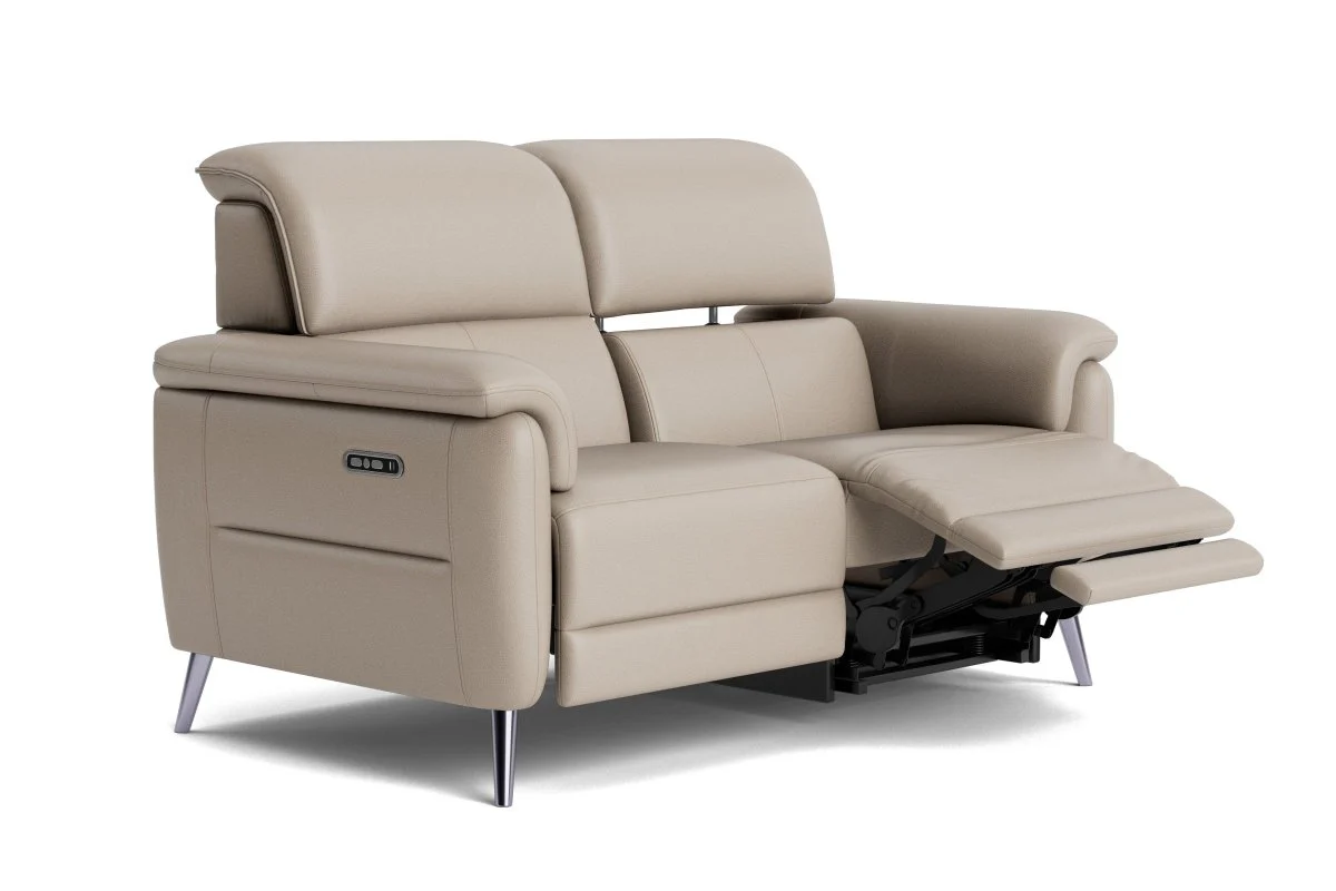 Jade 2 Seater Power Recliner Leather Sofa, Lead Grey - Image 3