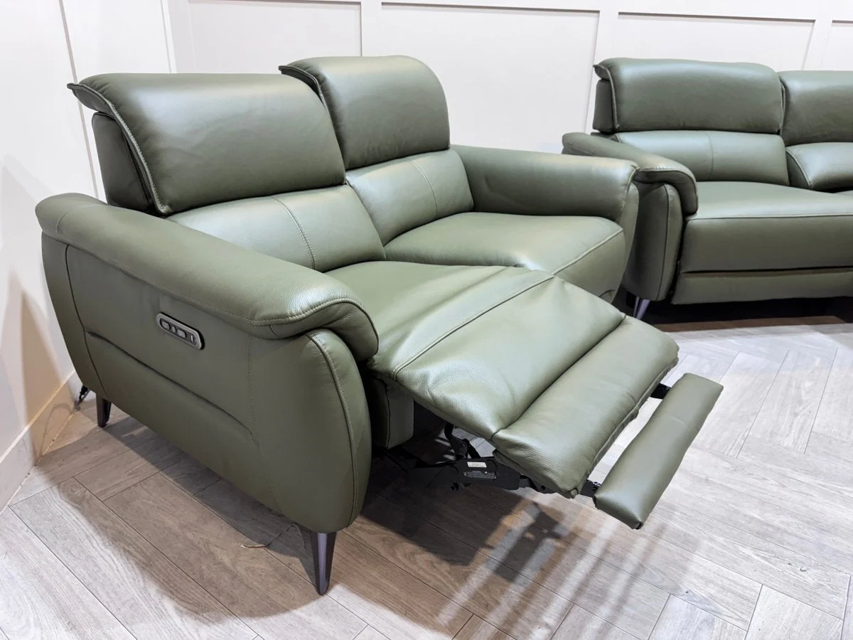 Jade 2 Seater Power Recliner Leather Sofa, Oslo Pine - Image 3