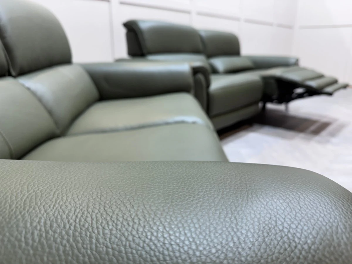 Jade 3 + 2 Seater Leather Power Reclining Sofa with Telescopic Headrests, Pine - Image 10