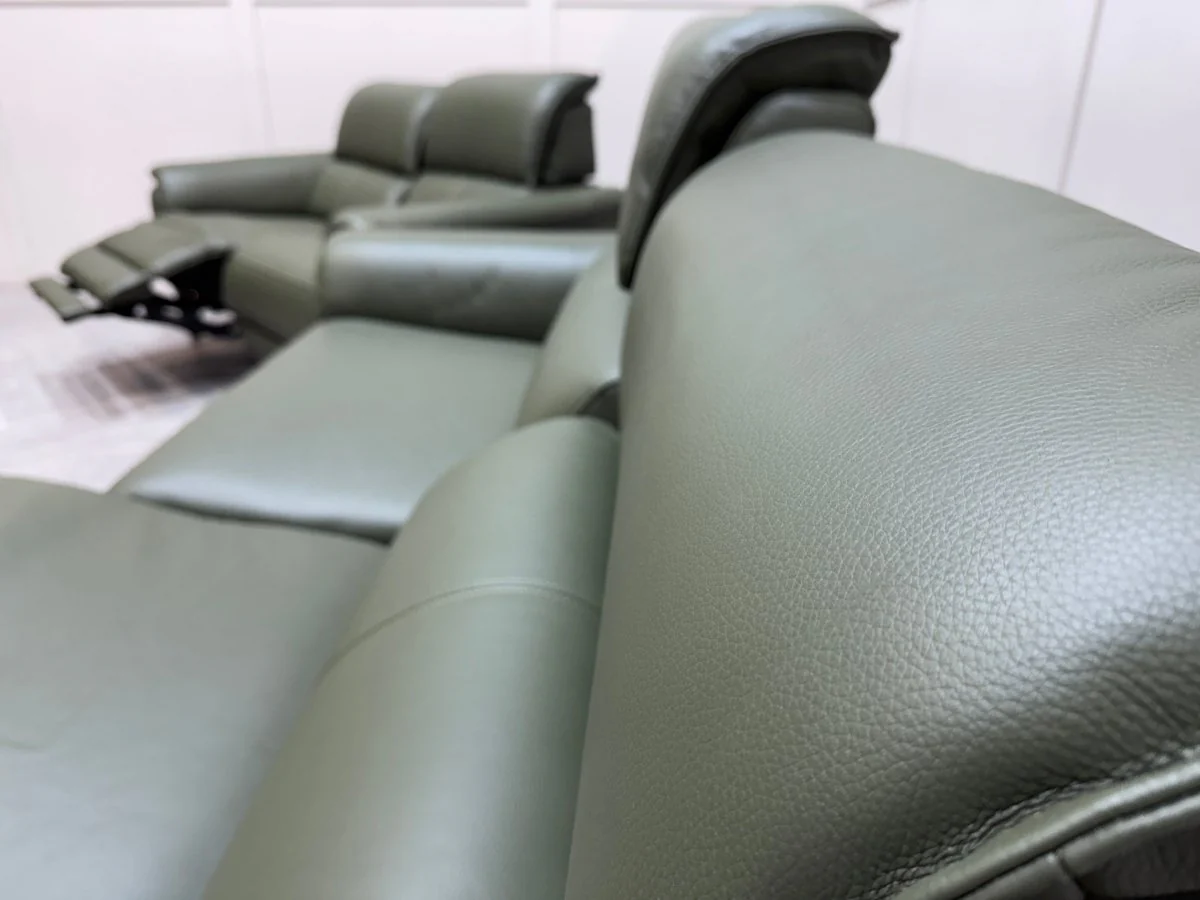 Jade 3 + 2 Seater Leather Power Reclining Sofa with Telescopic Headrests, Pine - Image 15