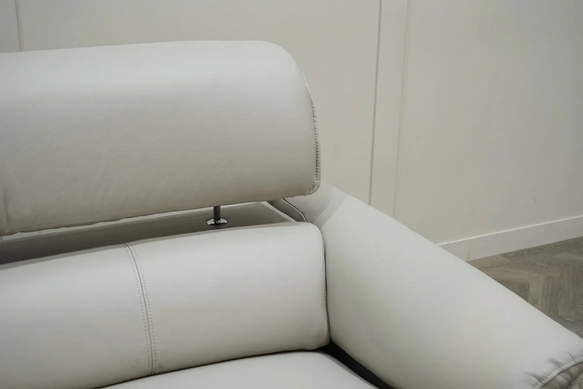 Jade 3 + 2 Seater Leather Power Reclining Sofa with Telescopic Headrests, Lead Grey - Image 6