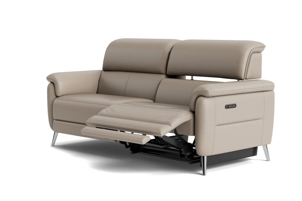 Jade 3 Seater Power Recliner Leather Sofa, Lead Grey - Image 3