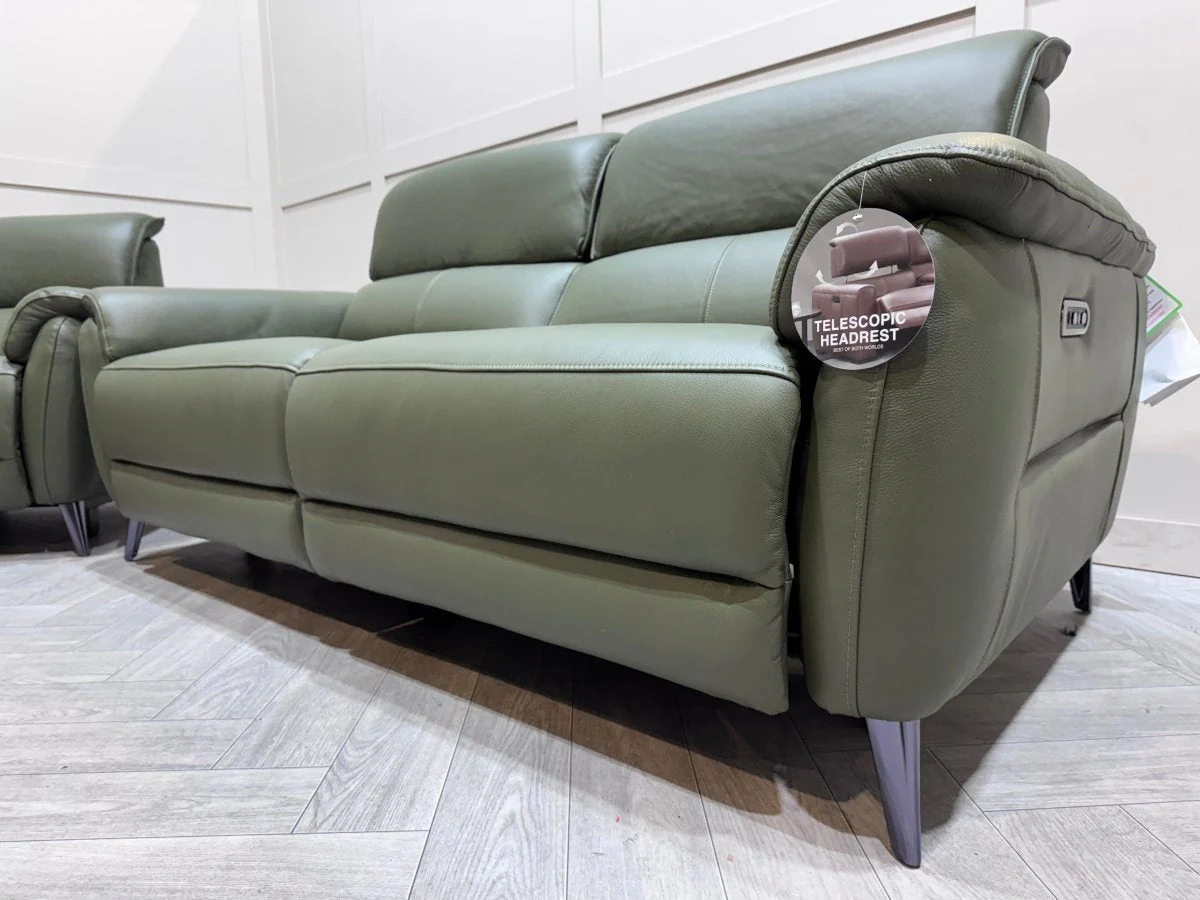 Jade 3 Seater Power Recliner Leather Sofa, Oslo PIne - Image 3