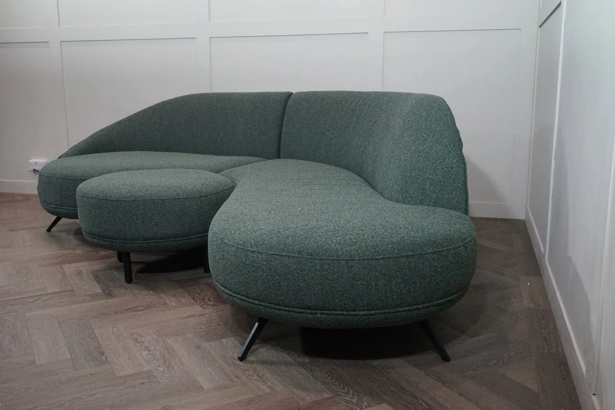 Lorenze Large 4 Seater RHF Chaise End Sofa & Footstool, Fern Green - Image 10