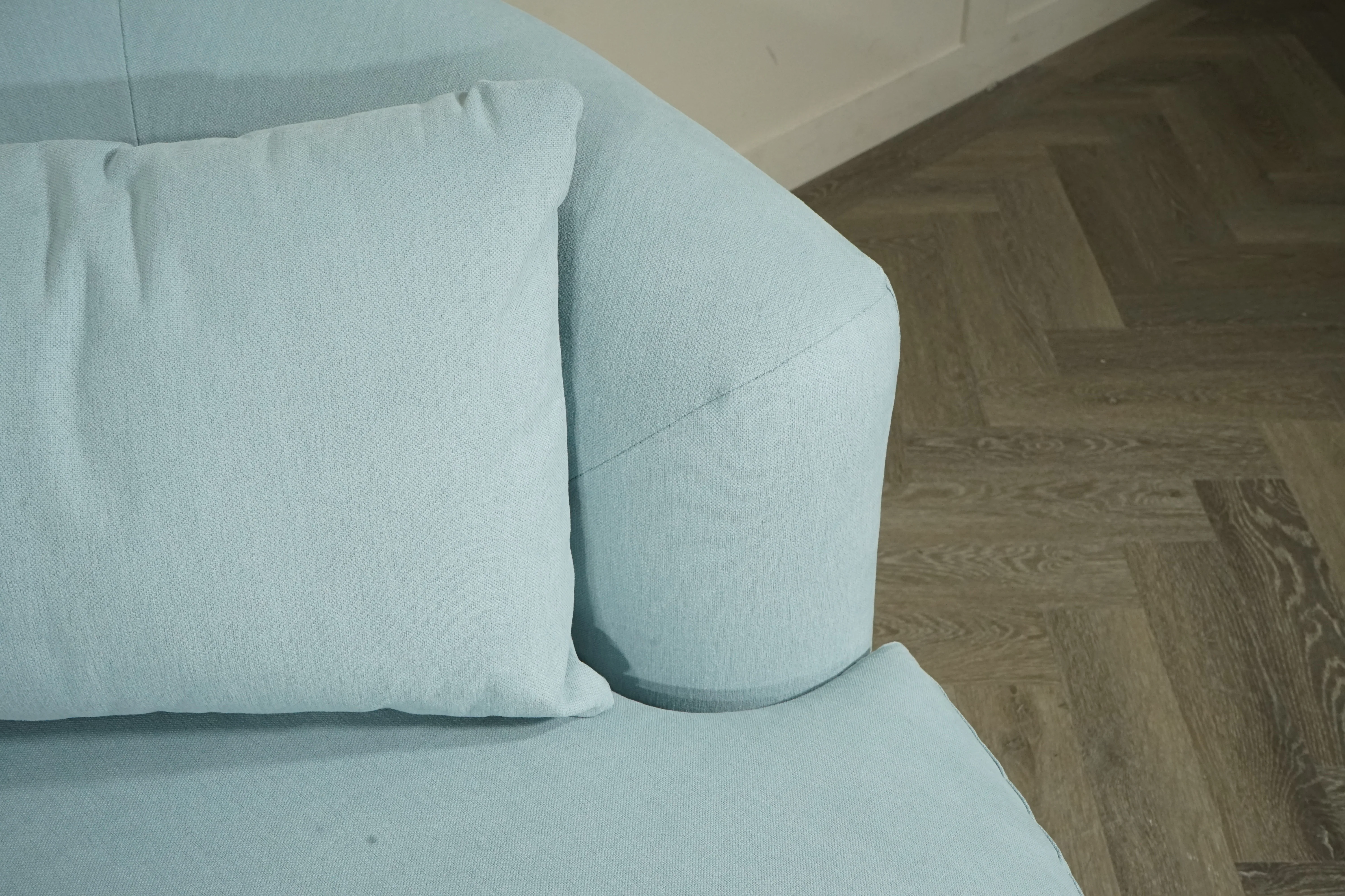 Lozenge Large 3 Seater Sofa, Cotton Powder Blue - Image 3