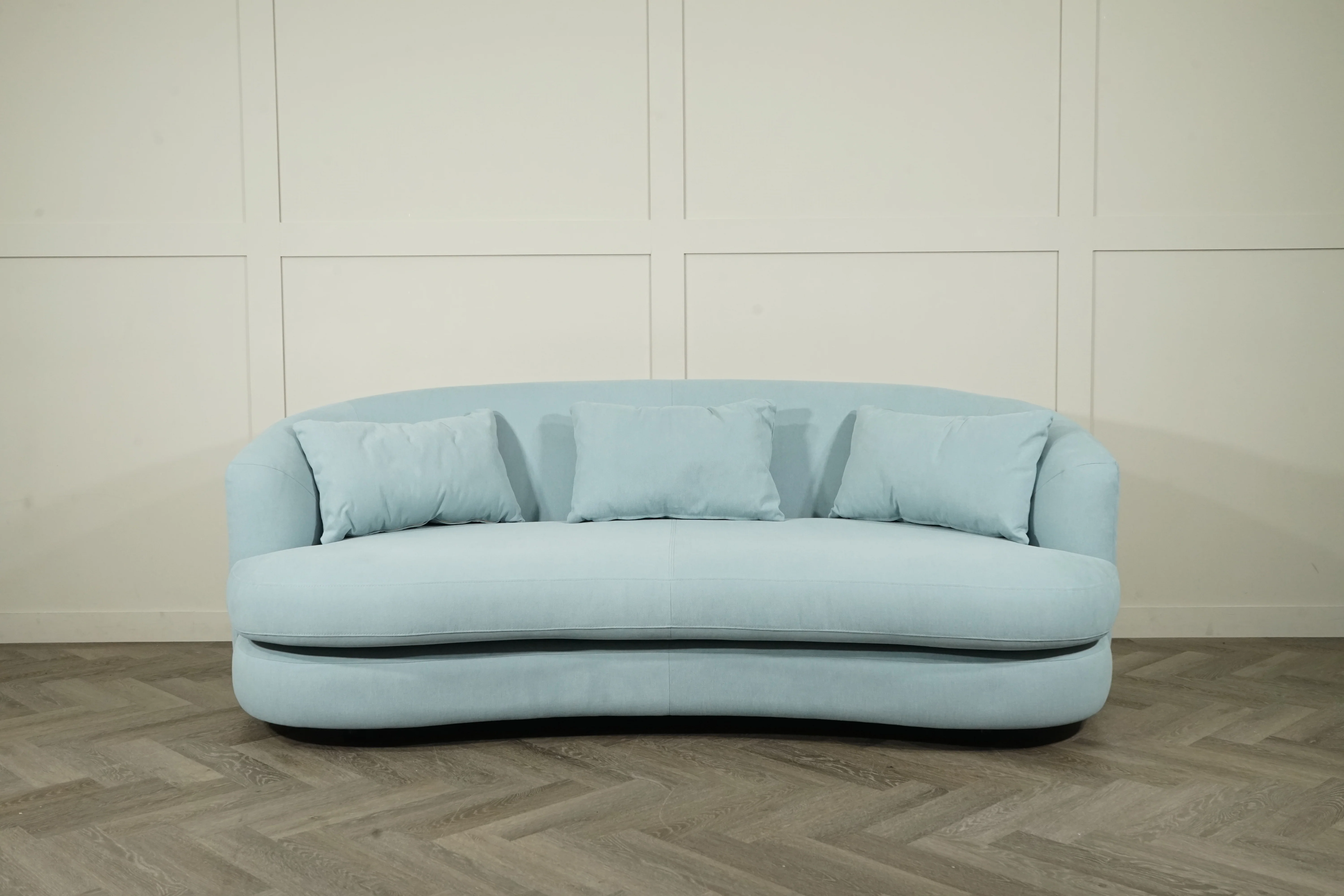 Lozenge Large 3 Seater Sofa, Cotton Powder Blue - Image 4