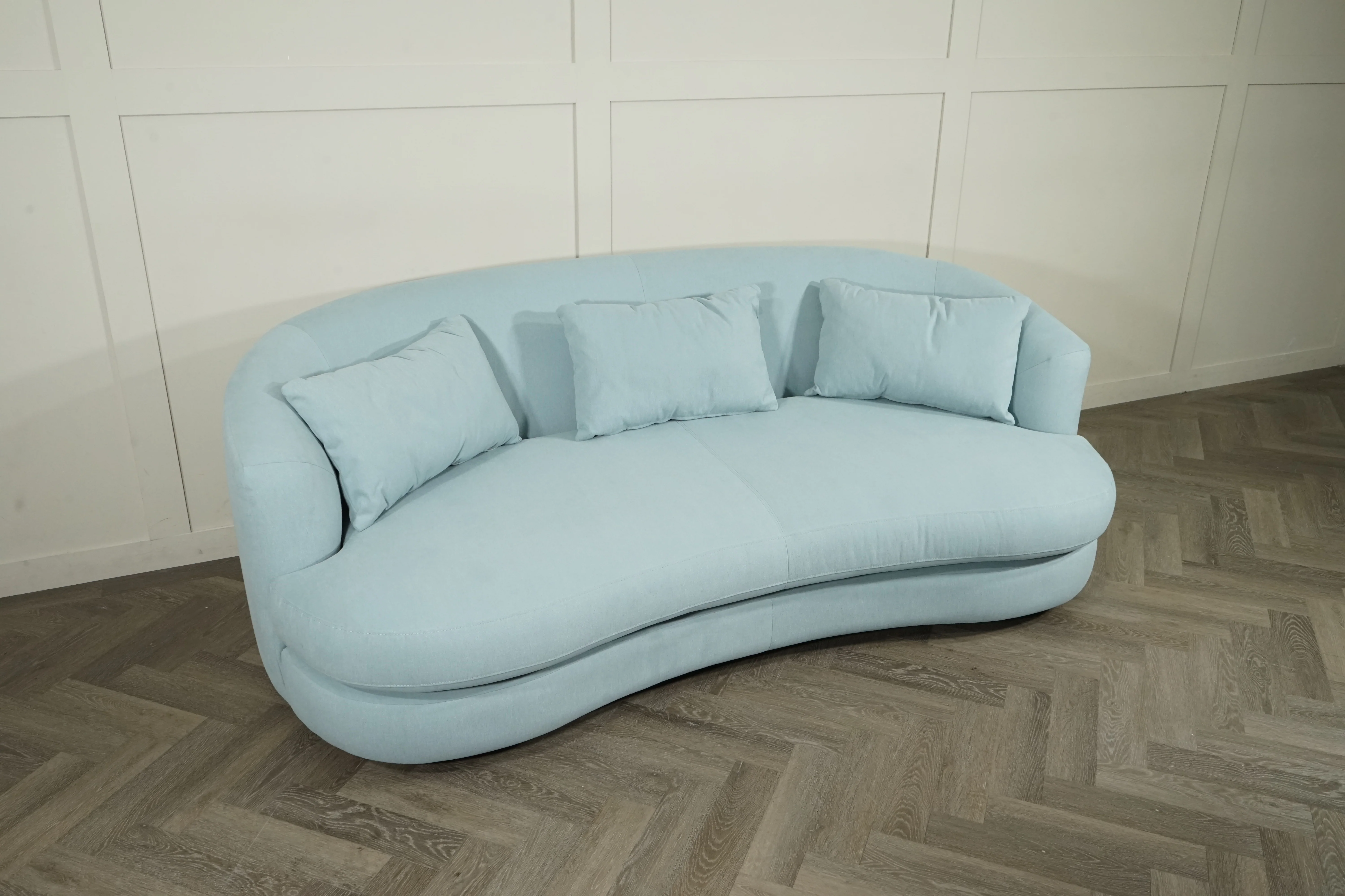 Lozenge Large 3 Seater Sofa, Cotton Powder Blue - Image 5