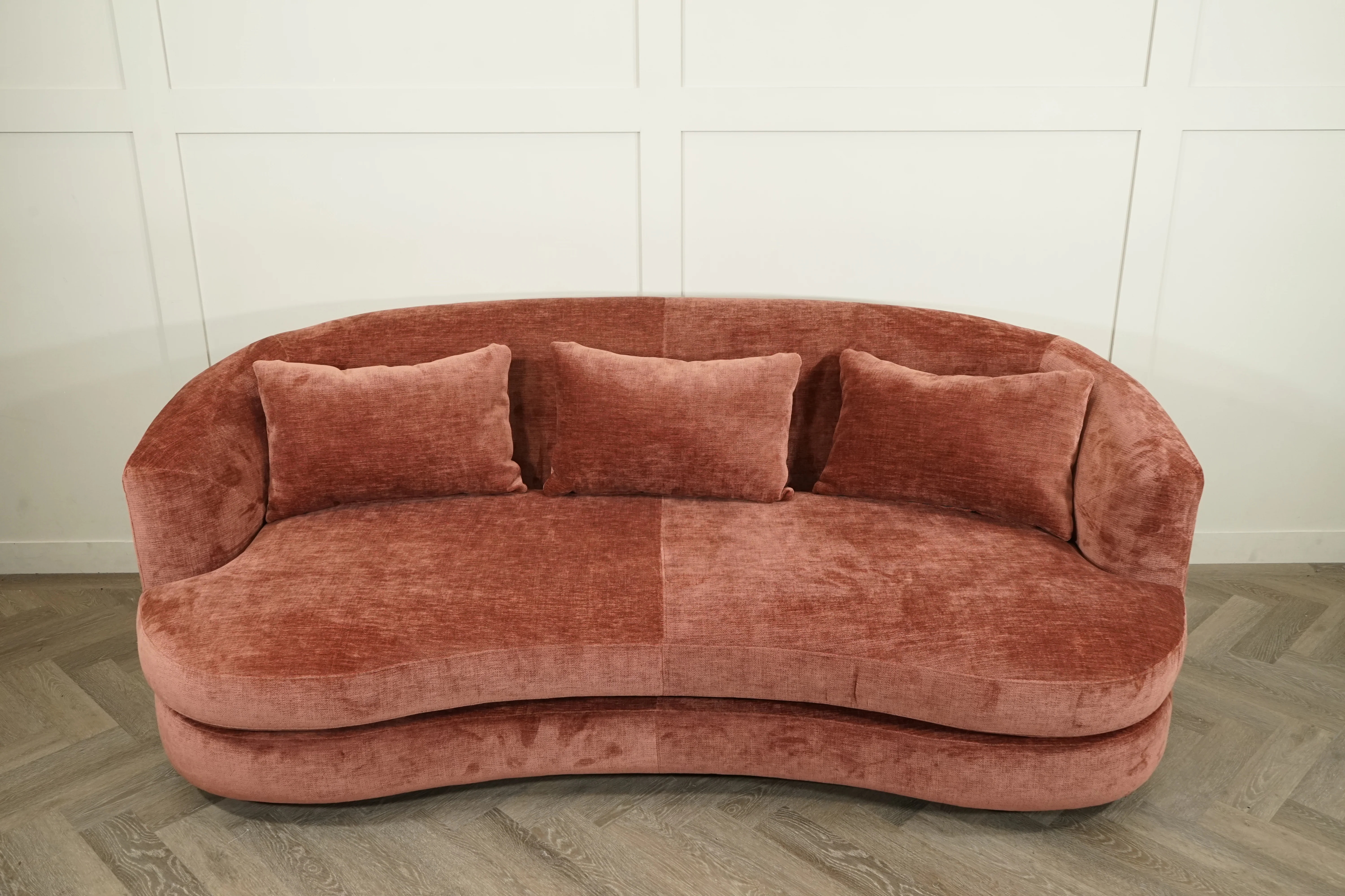 Lozenge Large 3 Seater Sofa, Plush Chenille Auburn - Image 4