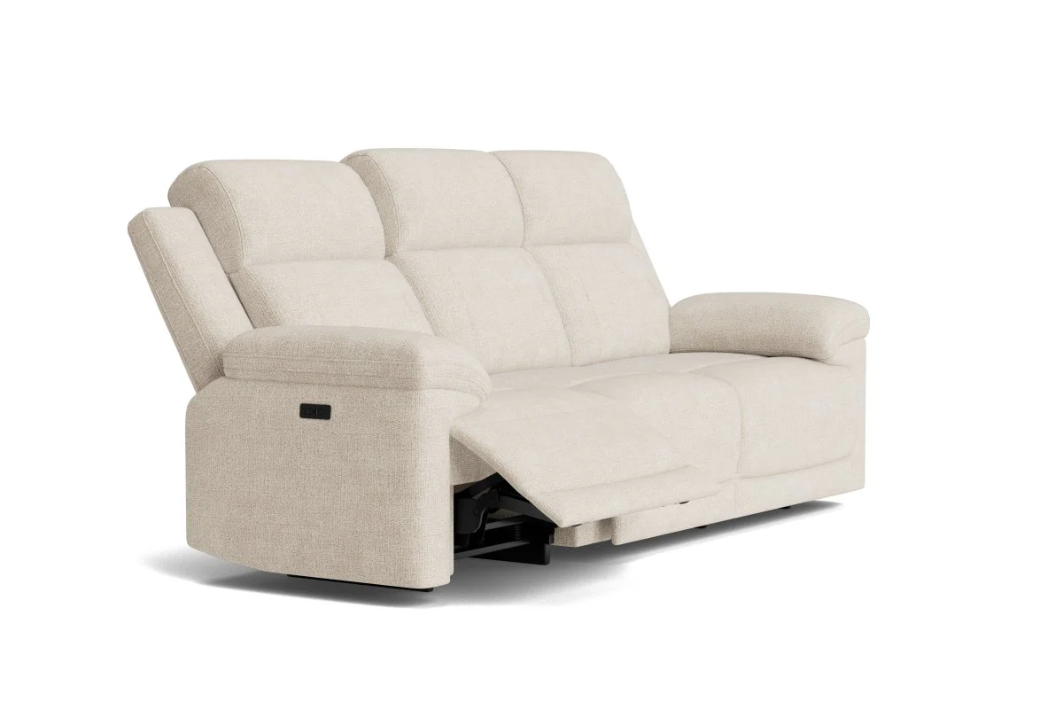 Lucius 3 Seater Power Recliner Fabric Sofa, Vespa Cream - Image 3