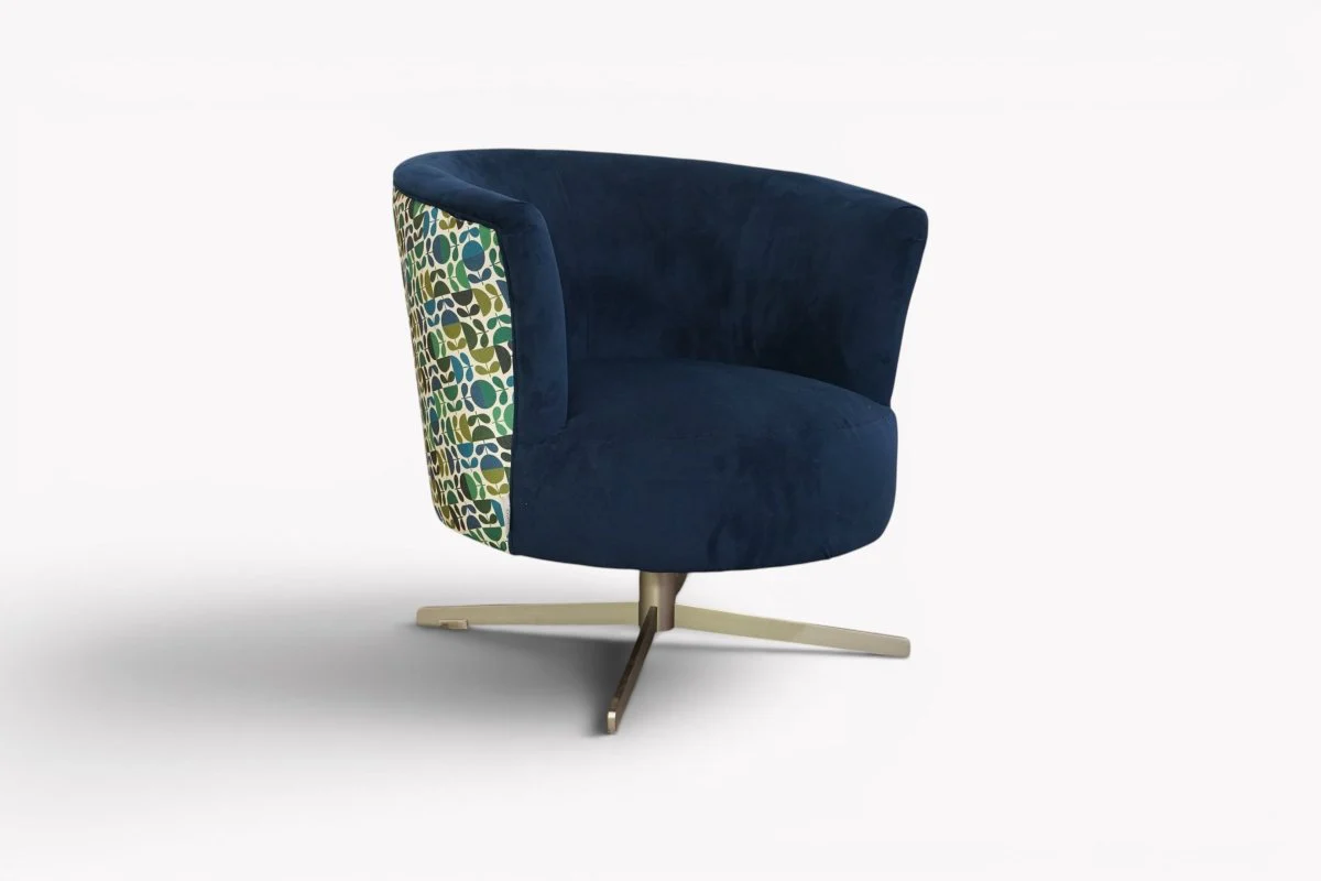 Lulu Swivel Chair, Glyde Velvet Indigo