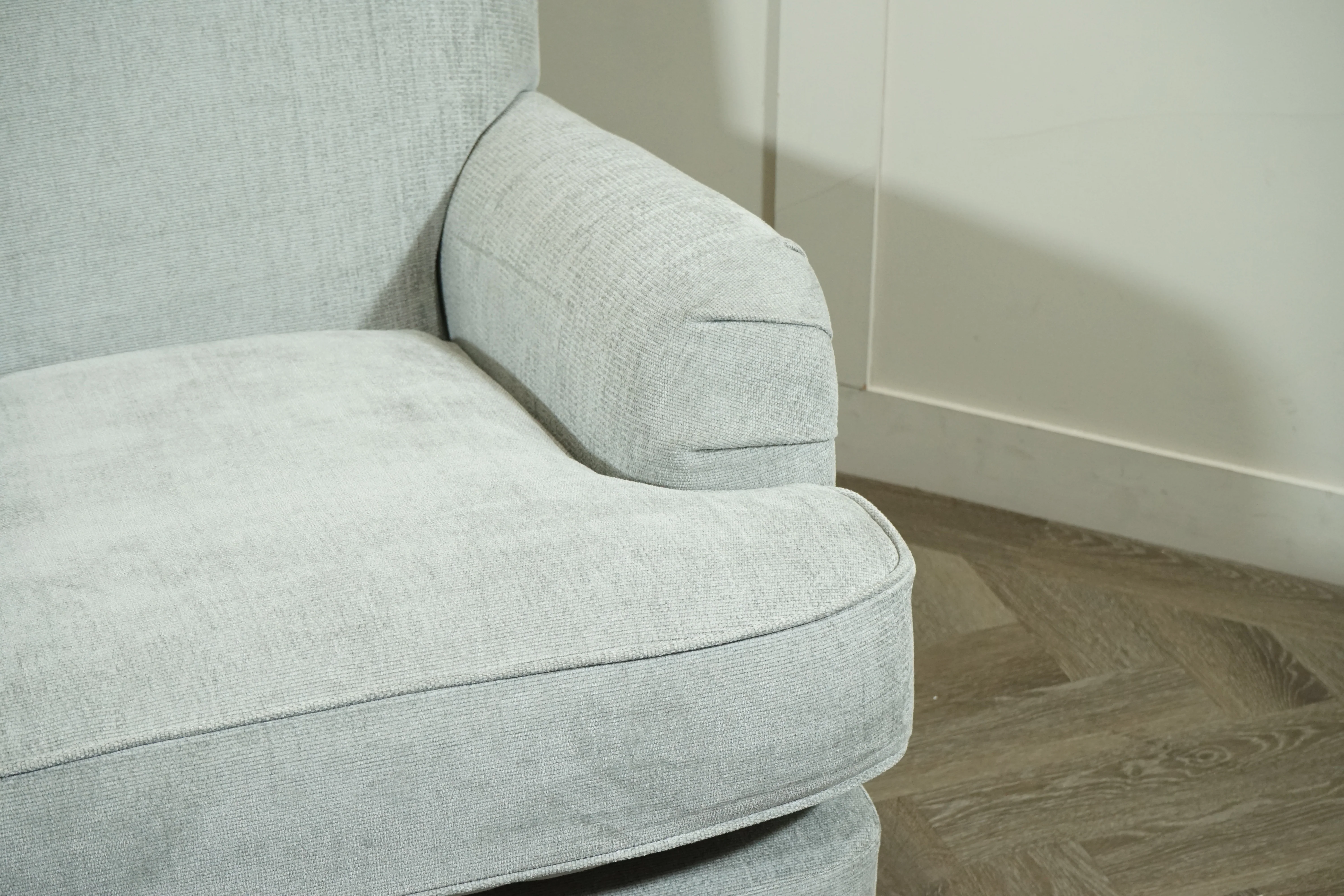 Laura Ashley Lynden Armchair, Oak Leg, Orla Pale Steel - Image 3