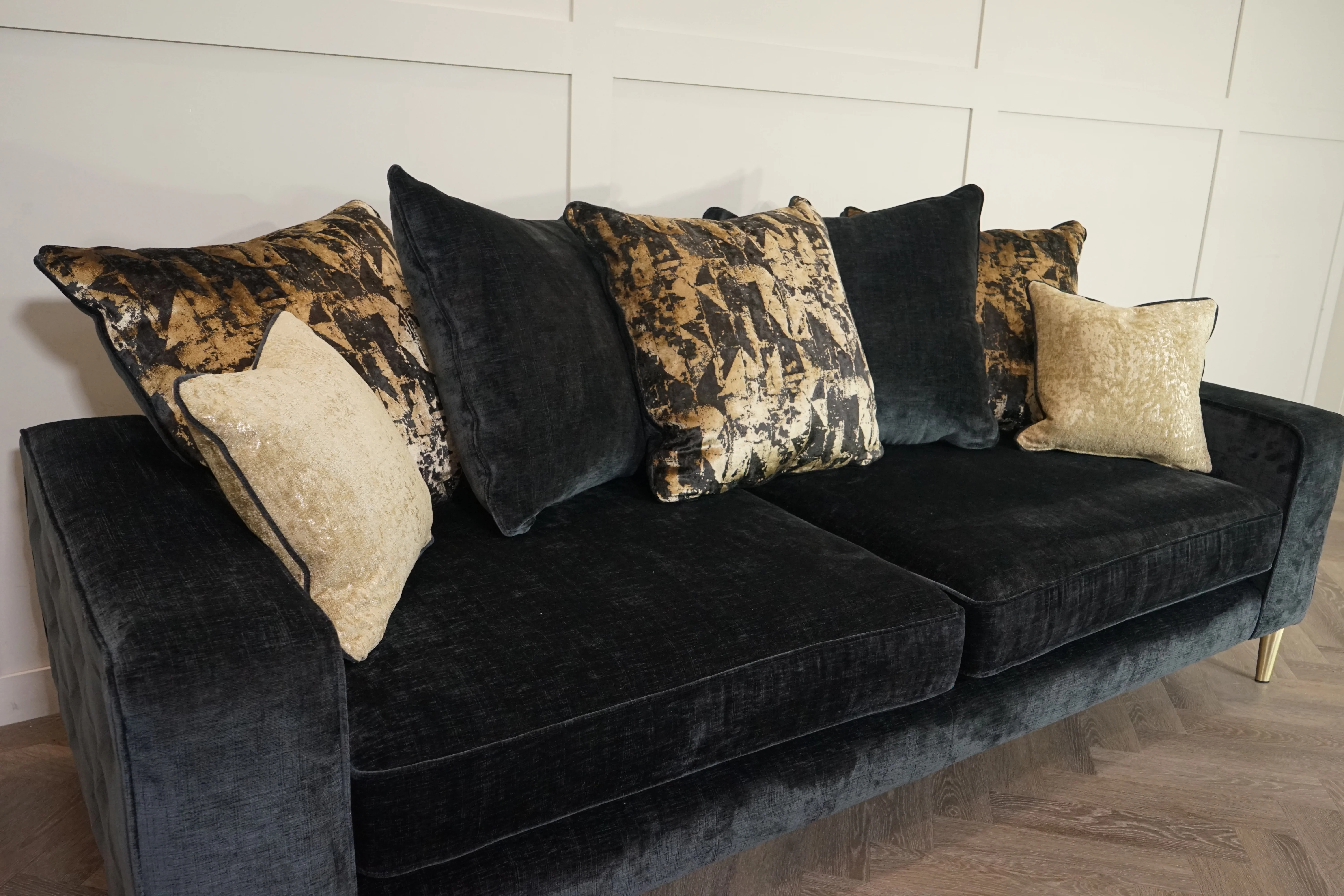 Madison 4 Seater Scatter Back Sofa, Black Chenille - Image 10