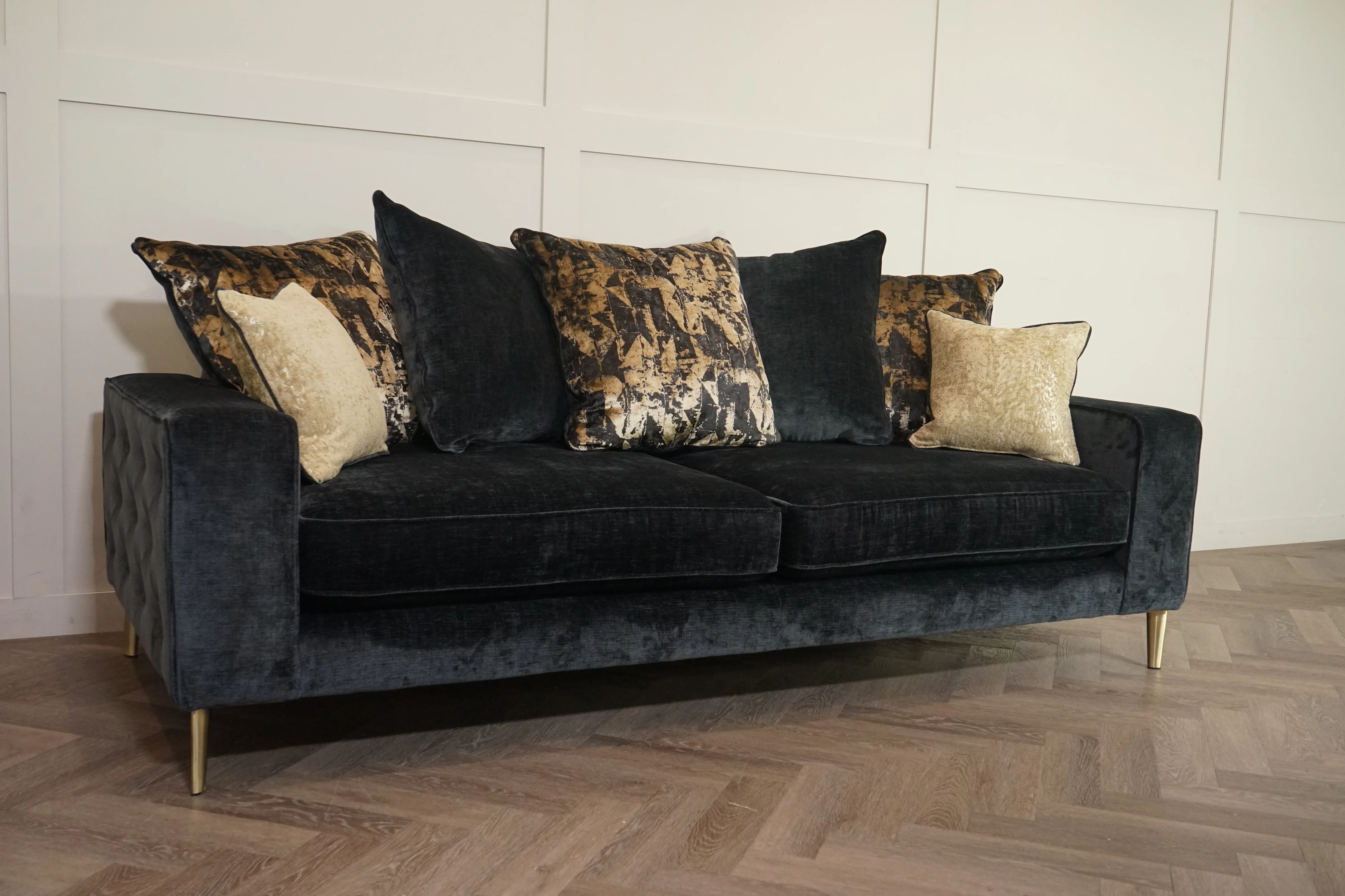 Madison 4 Seater Scatter Back Sofa, Black Chenille - Image 4