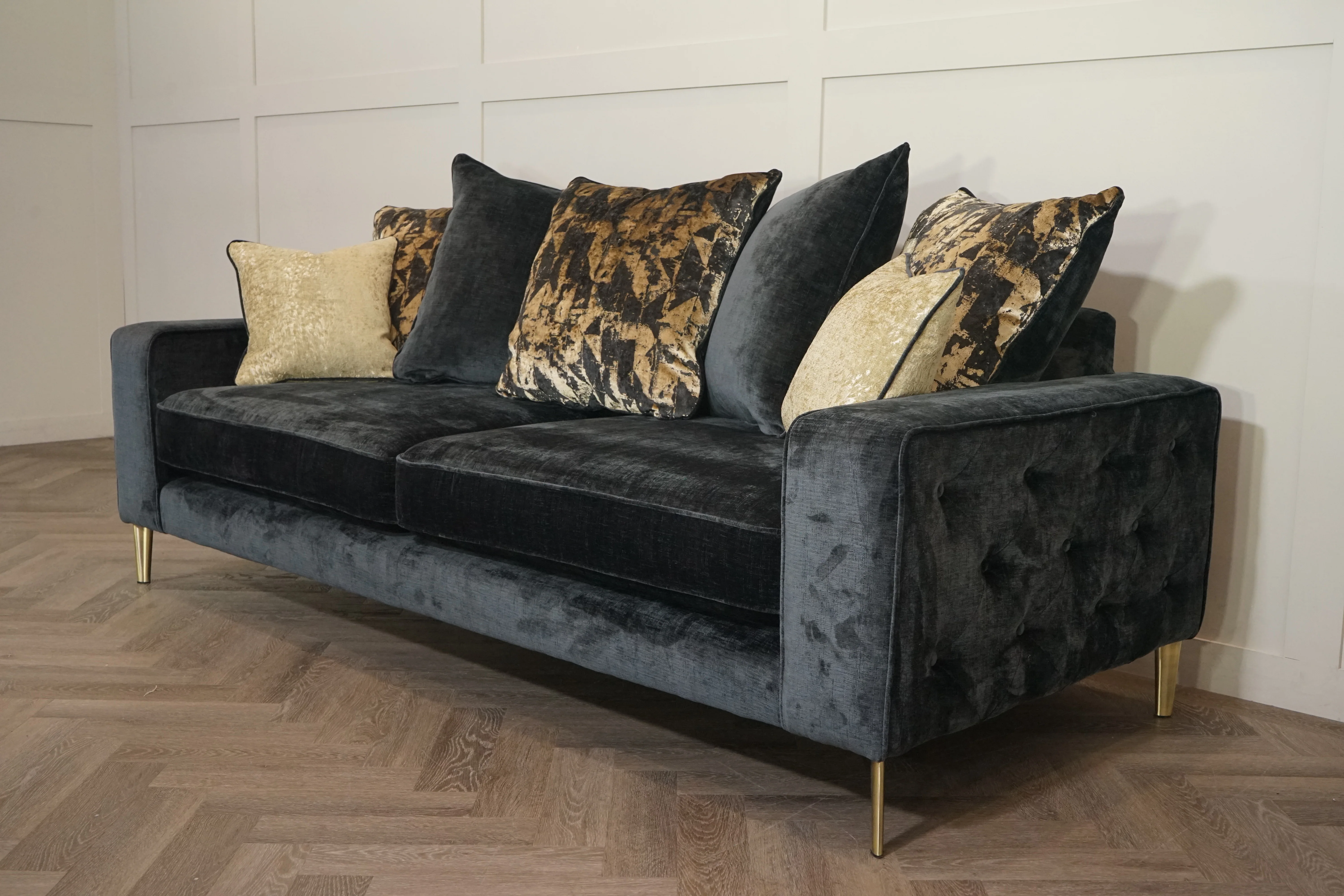 Madison 4 Seater Scatter Back Sofa, Black Chenille - Image 6