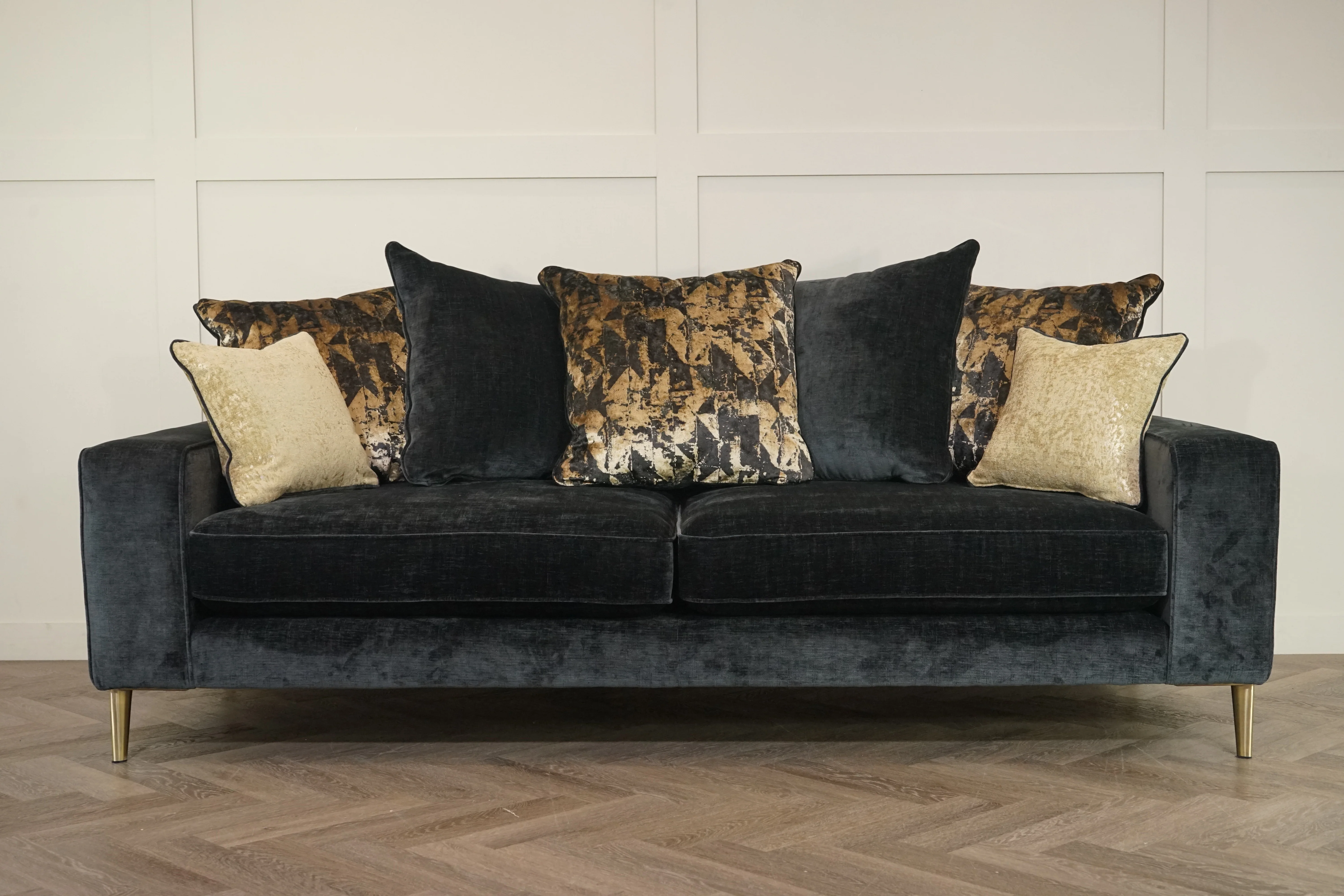 Madison 4 Seater Scatter Back Sofa, Black Chenille - Image 9