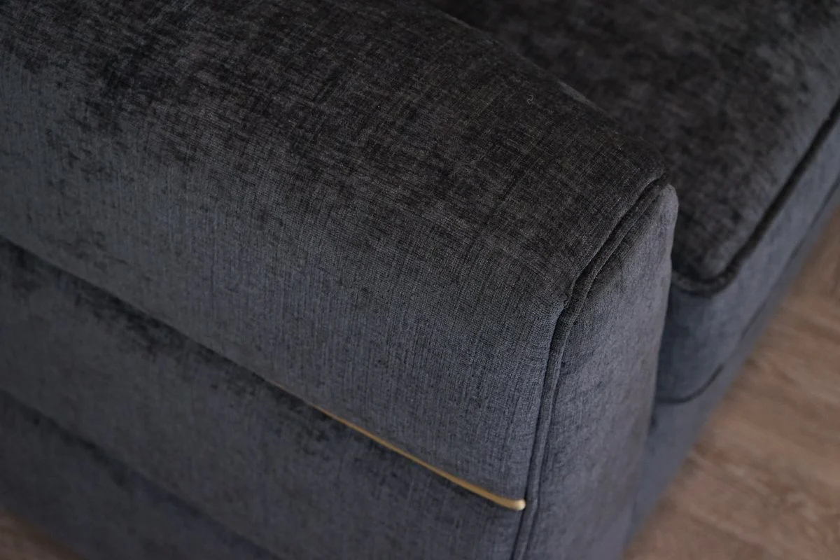 Magnifico 4 Seater Sofa & Snuggler, Black  / Gold Mix Chenille FREE Footstool - Image 8